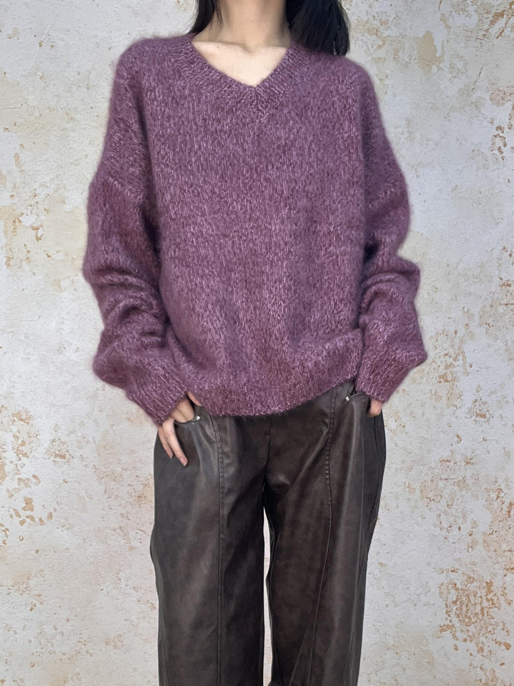 ANTIMOON Cloud Soft Brushed Fleck Oversized Women's All Wool Pullover Sweaters