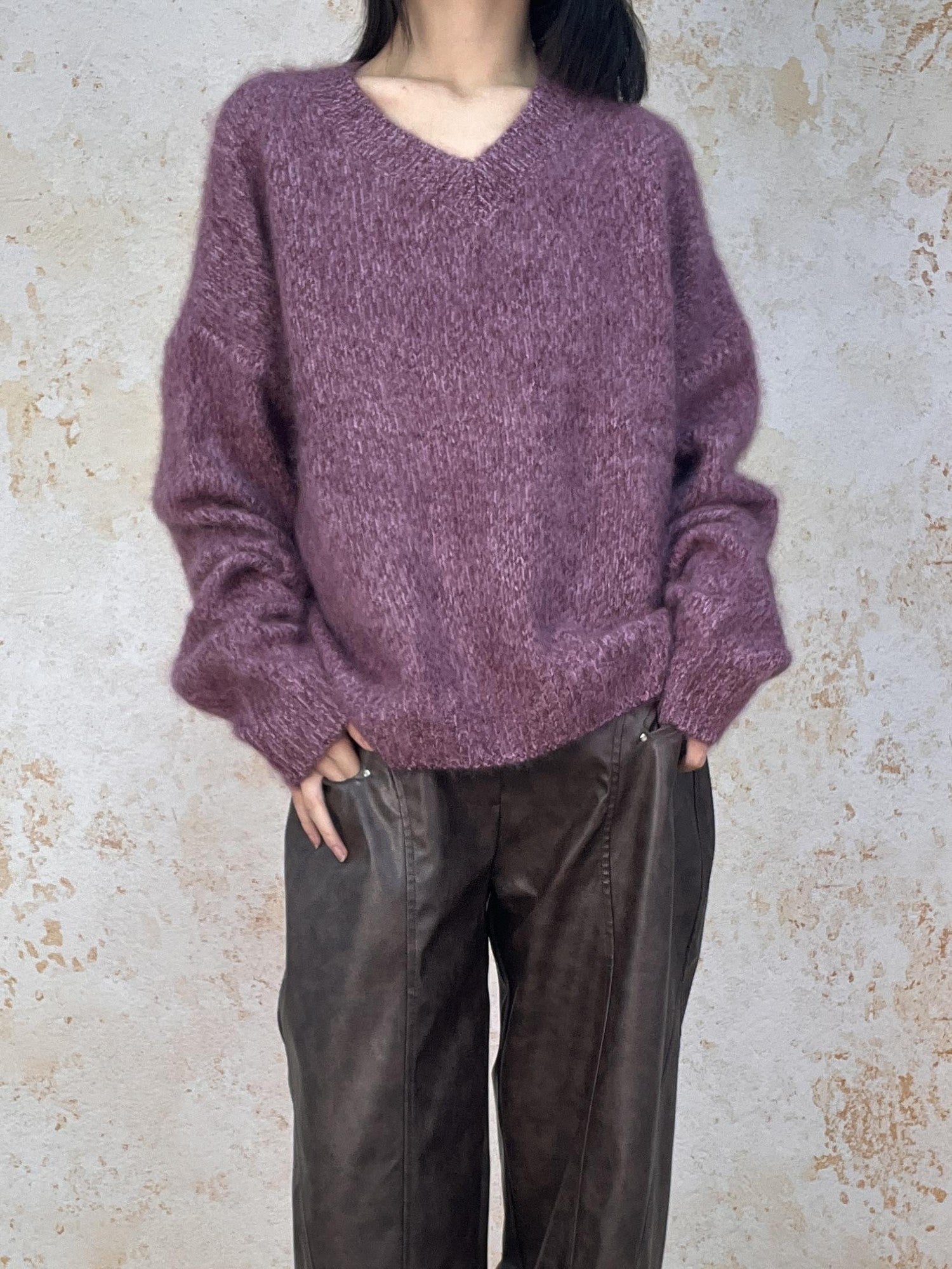 ANTIMOON Cloud Soft Brushed Fleck Oversized Women's All Wool Pullover Sweaters