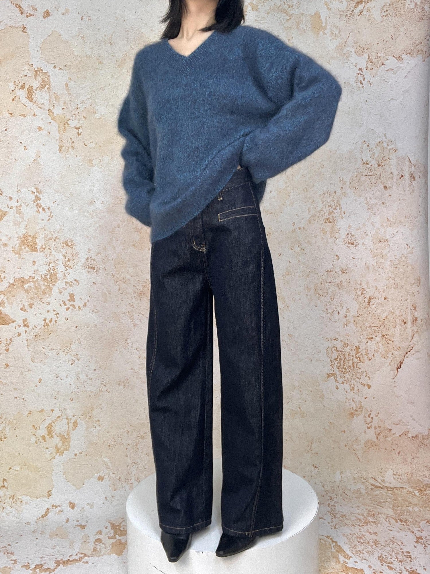 ANTIMOON Cloud Soft Brushed Fleck Oversized Women's All Wool Pullover Sweaters
