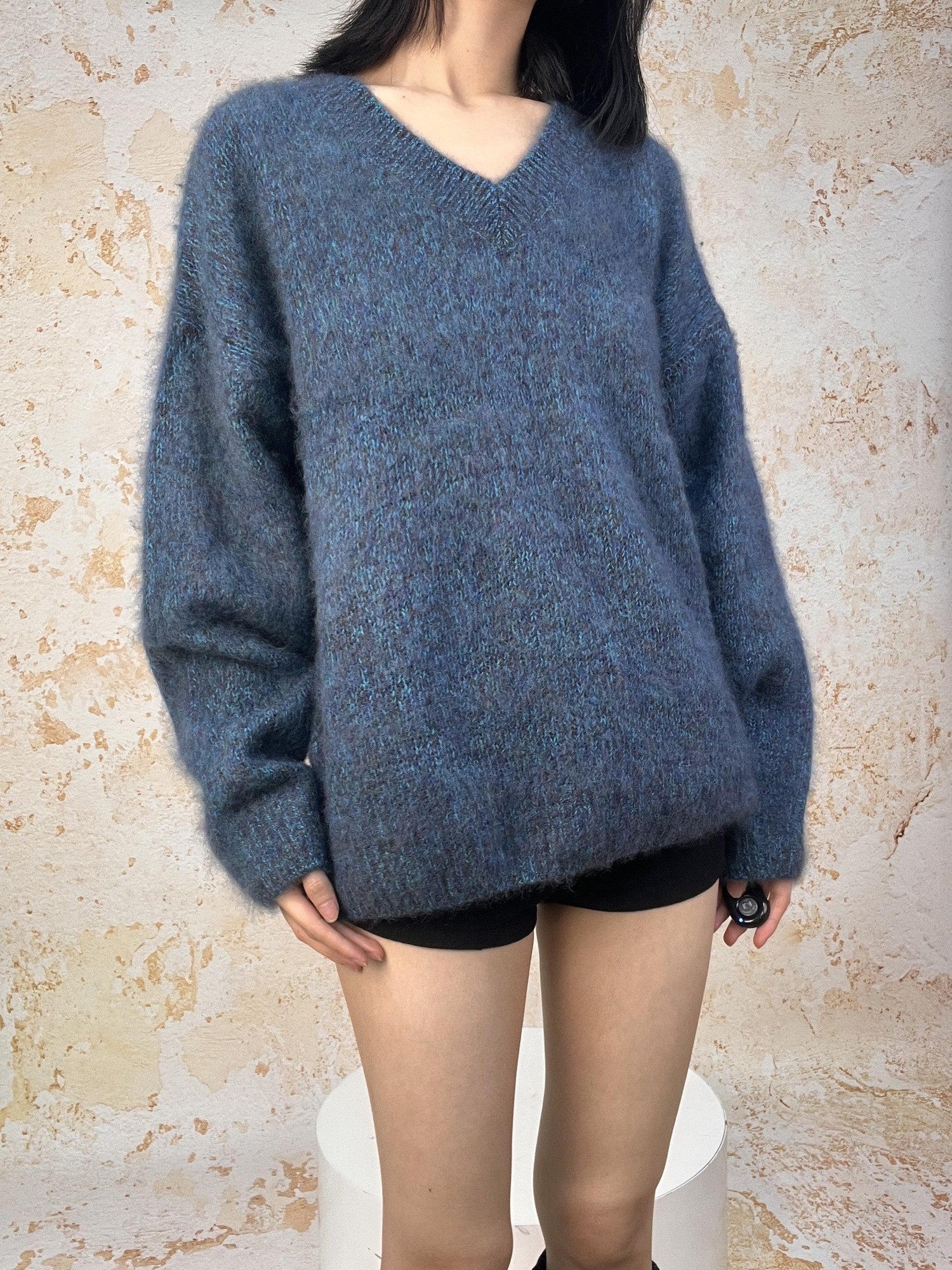 ANTIMOON Cloud Soft Brushed Fleck Oversized Women's All Wool Pullover Sweaters