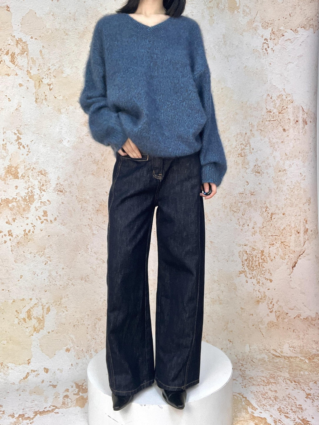 ANTIMOON Cloud Soft Brushed Fleck Oversized Women's All Wool Pullover Sweaters