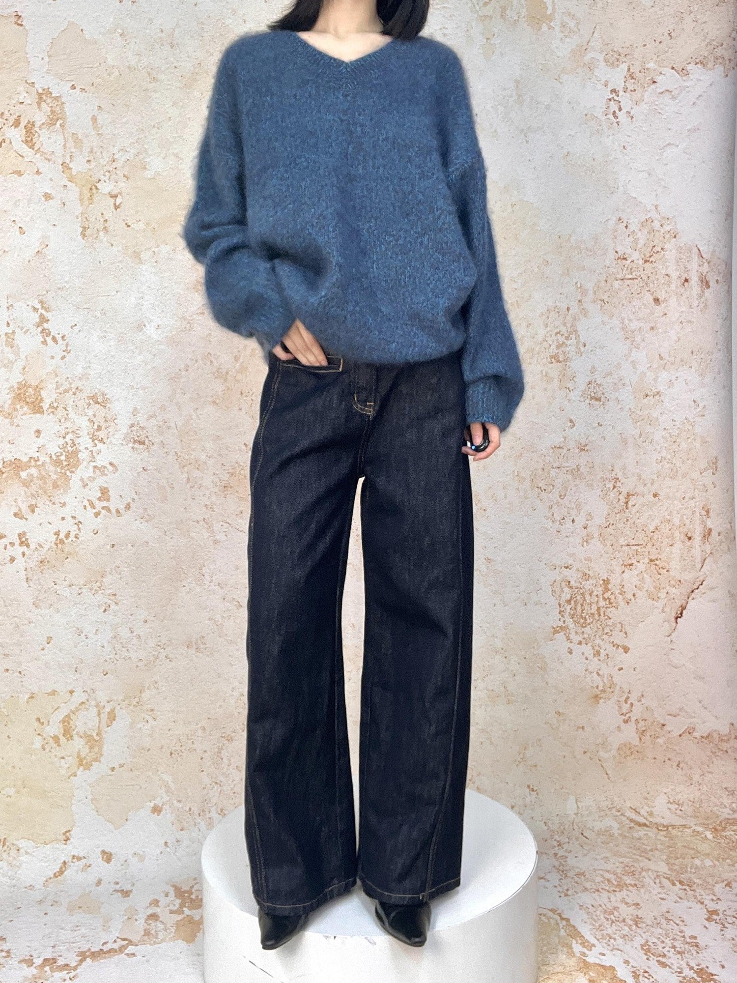 ANTIMOON Cloud Soft Brushed Fleck Oversized Women's All Wool Pullover Sweaters
