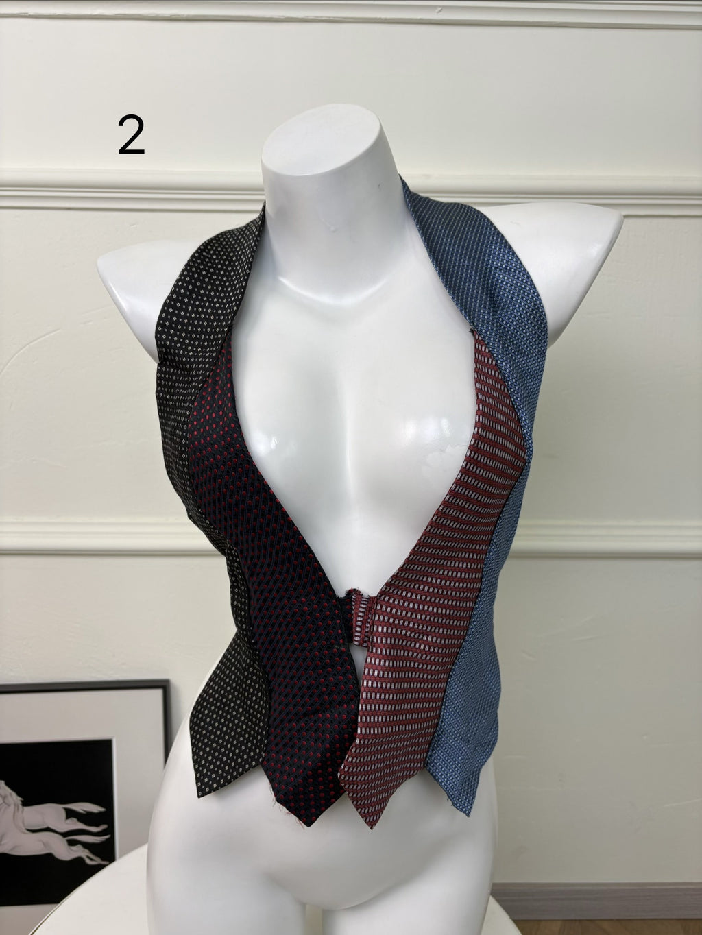 ANTIMOON_Colorblock_Patchwork_Plaid_Tie_Back_V-neck_Women's_Polyester_Halter_Tops_1031322523313_MISSTT