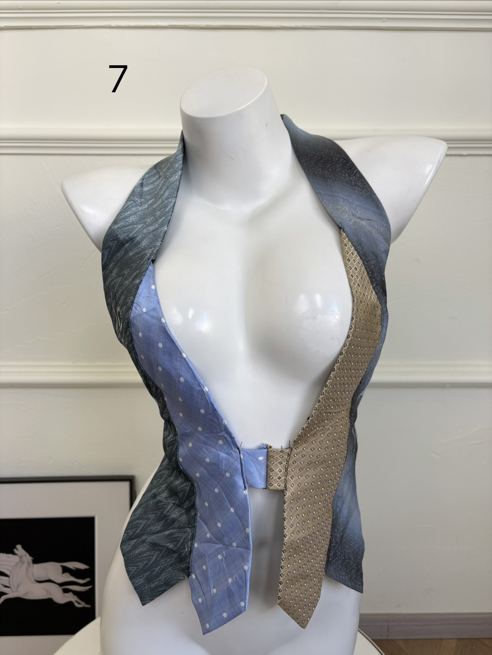 ANTIMOON_Colorblock_Patchwork_Plaid_Tie_Back_V-neck_Women's_Polyester_Halter_Tops_1031322523313_MISSTT