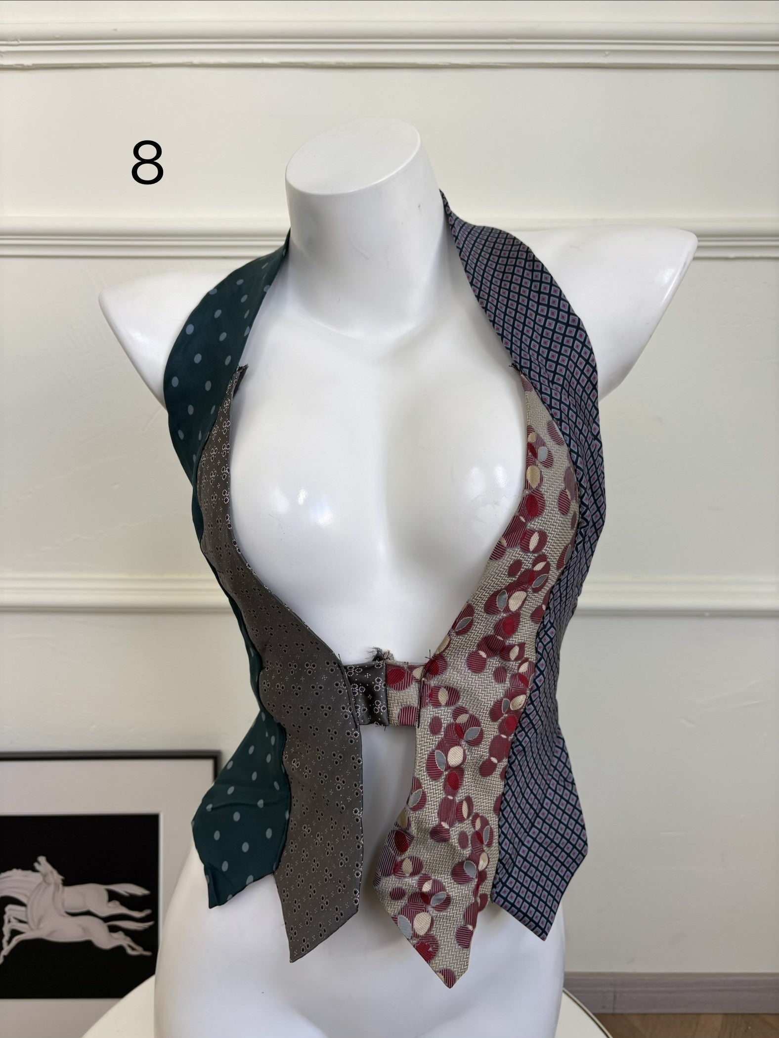 ANTIMOON_Colorblock_Patchwork_Plaid_Tie_Back_V-neck_Women's_Polyester_Halter_Tops_1031322523313_MISSTT