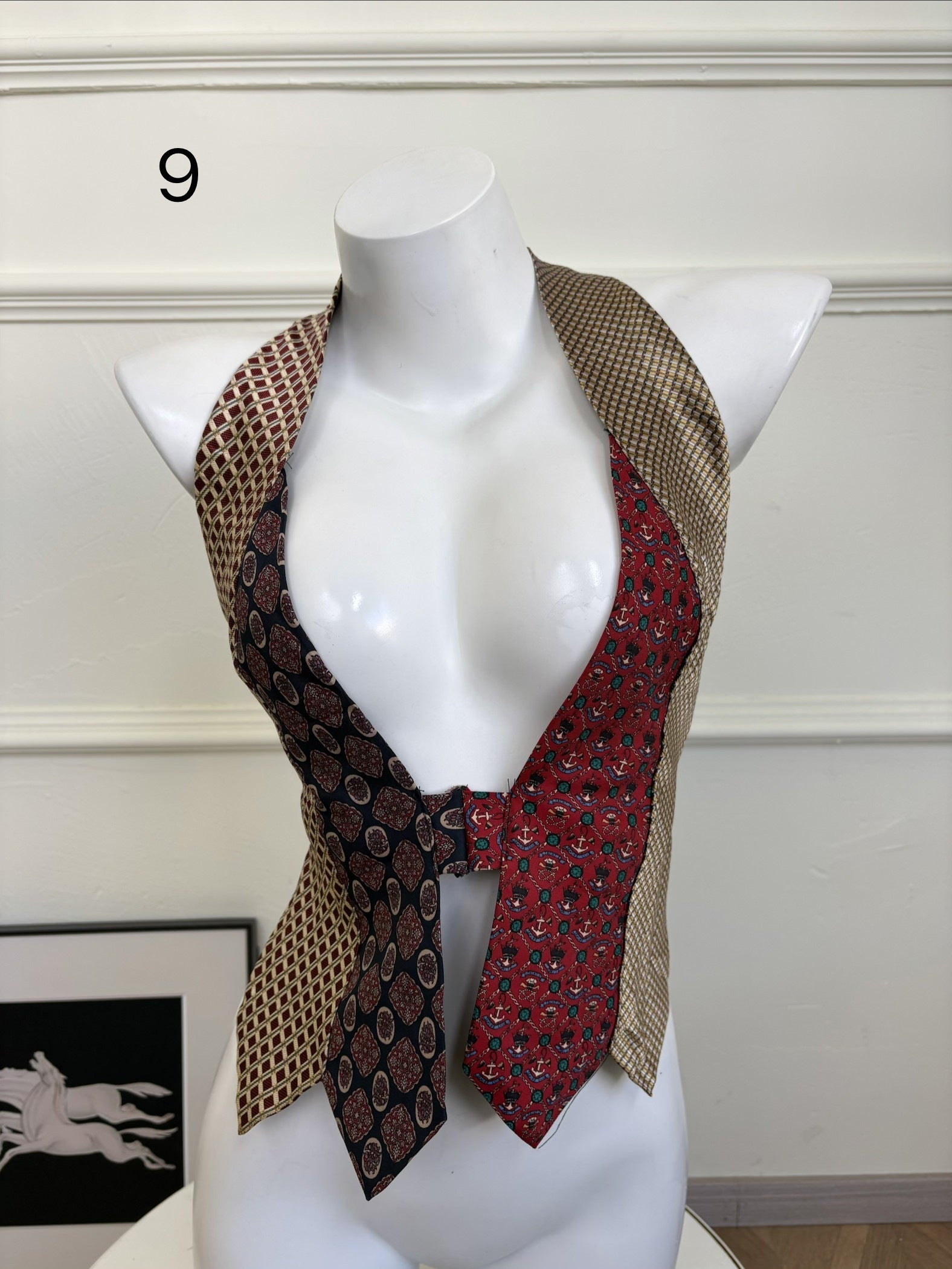 ANTIMOON_Colorblock_Patchwork_Plaid_Tie_Back_V-neck_Women's_Polyester_Halter_Tops_1031322523313_MISSTT