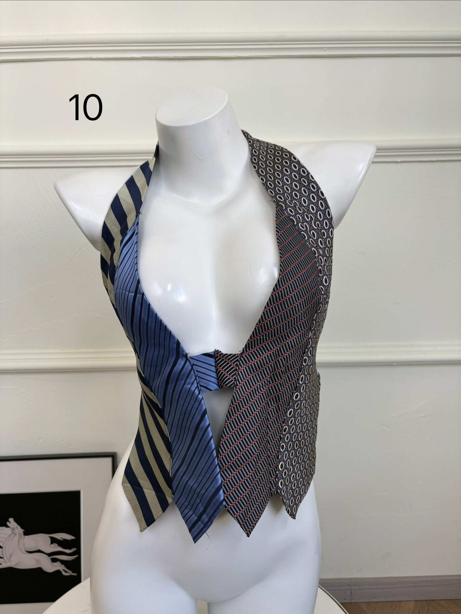 ANTIMOON_Colorblock_Patchwork_Plaid_Tie_Back_V-neck_Women's_Polyester_Halter_Tops_1031322523313_MISSTT