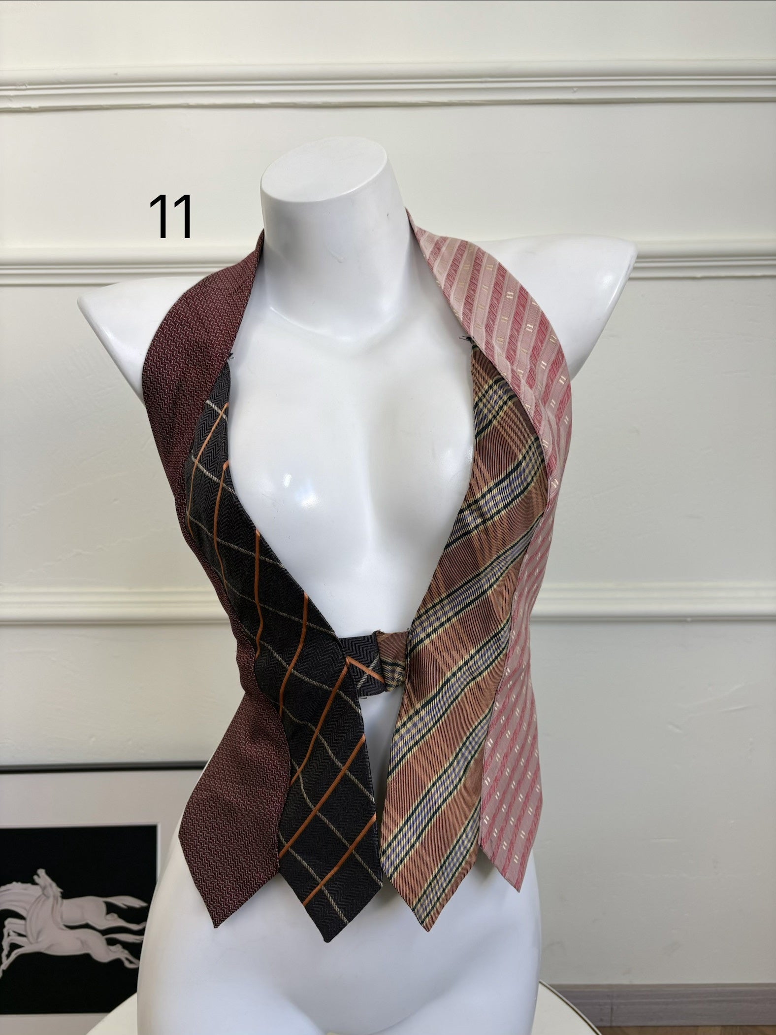ANTIMOON_Colorblock_Patchwork_Plaid_Tie_Back_V-neck_Women's_Polyester_Halter_Tops_1031322523313_MISSTT