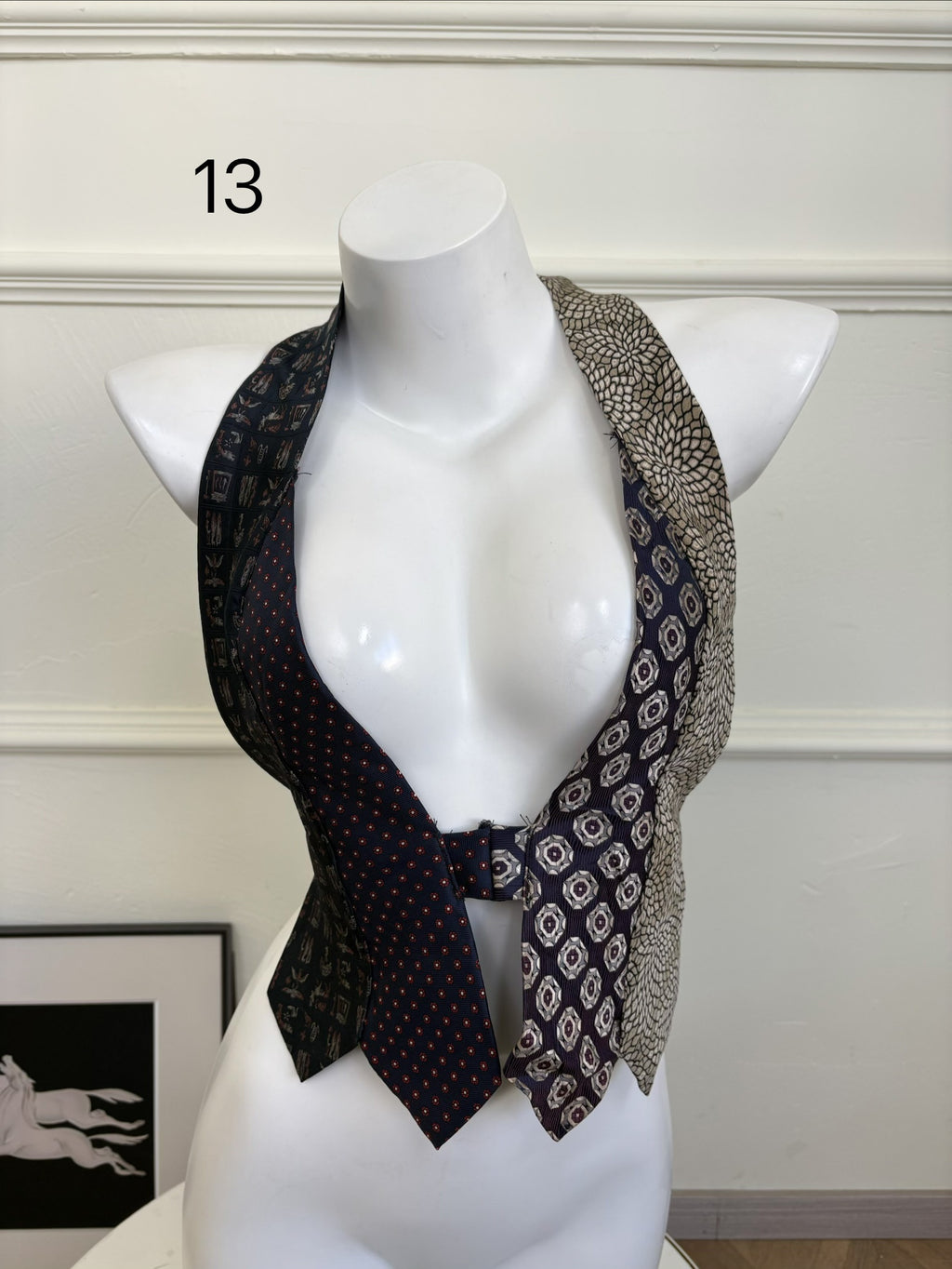ANTIMOON_Colorblock_Patchwork_Plaid_Tie_Back_V-neck_Women's_Polyester_Halter_Tops_1031322523313_MISSTT