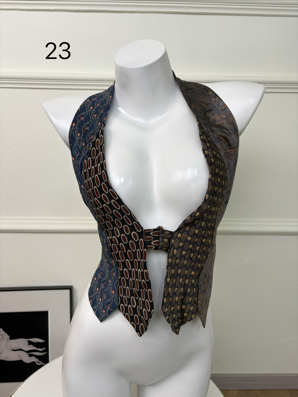 ANTIMOON_Colorblock_Patchwork_Plaid_Tie_Back_V-neck_Women's_Polyester_Halter_Tops_1031322523313_MISSTT