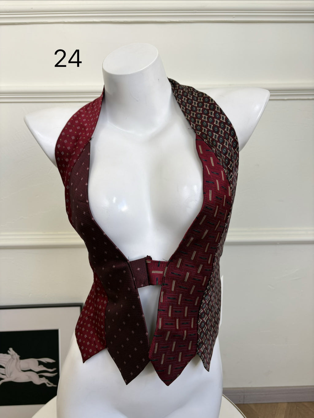 ANTIMOON_Colorblock_Patchwork_Plaid_Tie_Back_V-neck_Women's_Polyester_Halter_Tops_1031322523313_MISSTT