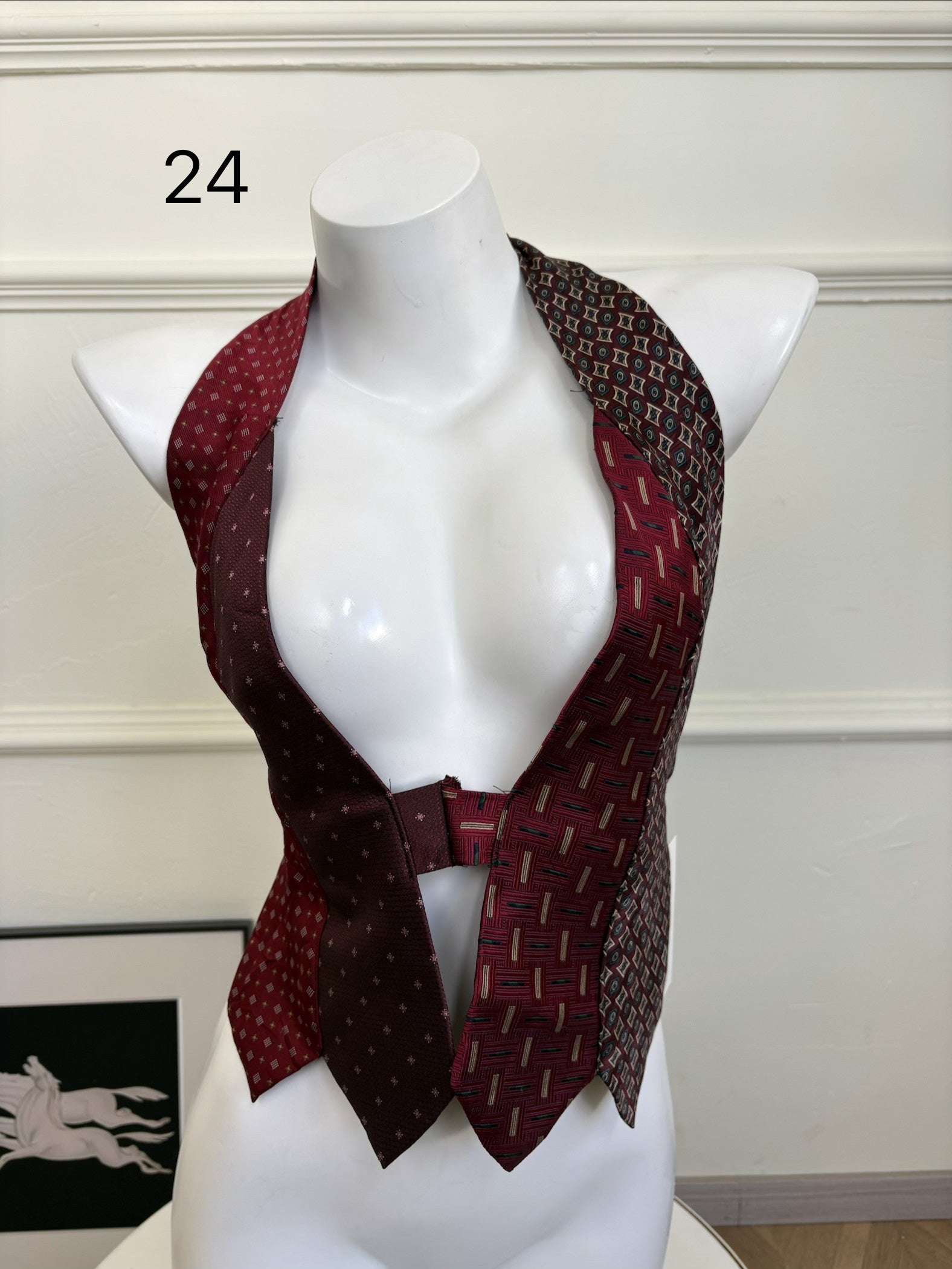 ANTIMOON_Colorblock_Patchwork_Plaid_Tie_Back_V-neck_Women's_Polyester_Halter_Tops_1031322523313_MISSTT