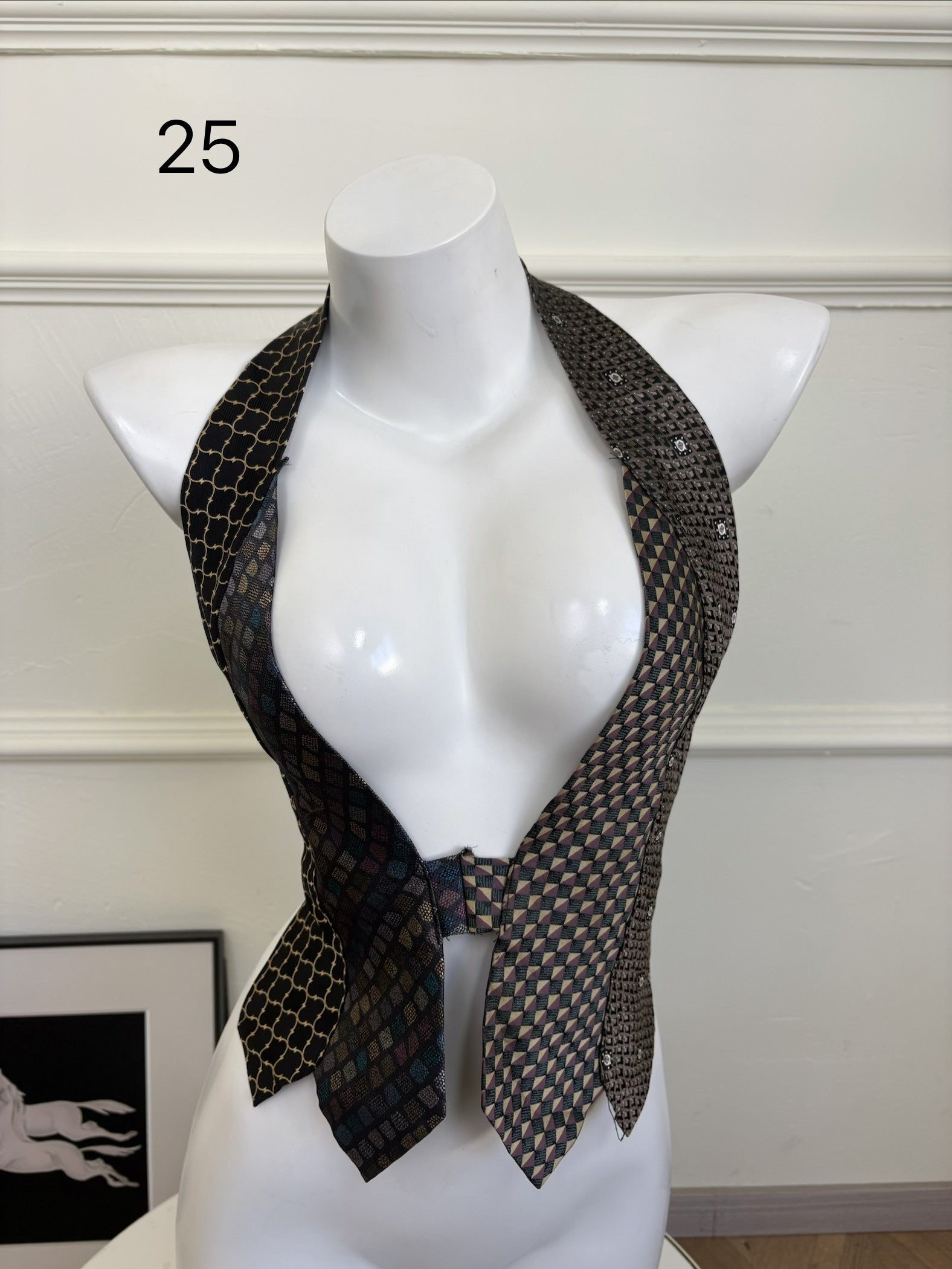ANTIMOON_Colorblock_Patchwork_Plaid_Tie_Back_V-neck_Women's_Polyester_Halter_Tops_1031322523313_MISSTT