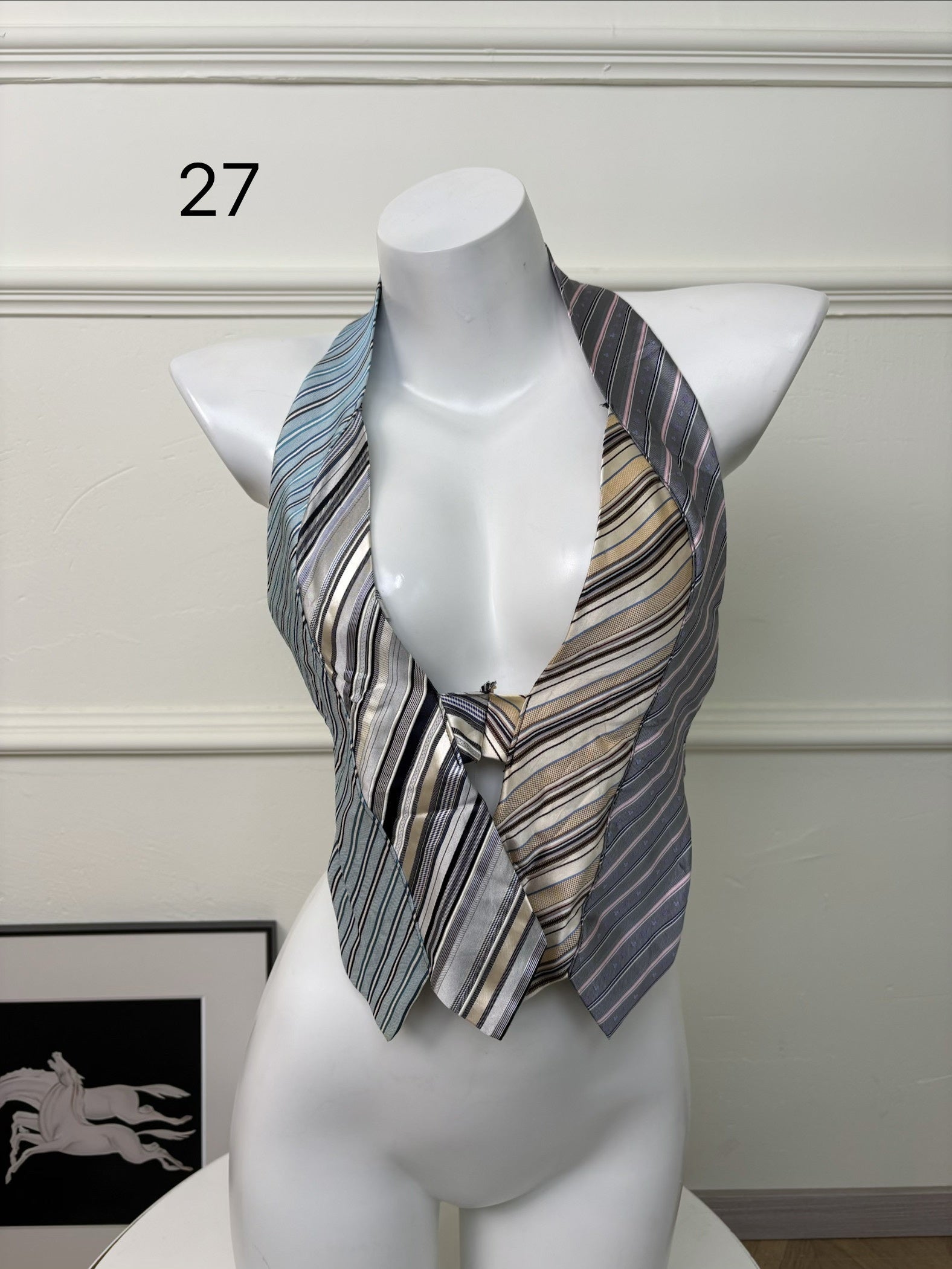 ANTIMOON_Colorblock_Patchwork_Plaid_Tie_Back_V-neck_Women's_Polyester_Halter_Tops_1031322523313_MISSTT