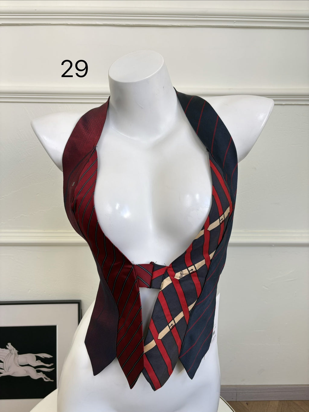 ANTIMOON_Colorblock_Patchwork_Plaid_Tie_Back_V-neck_Women's_Polyester_Halter_Tops_1031322523313_MISSTT