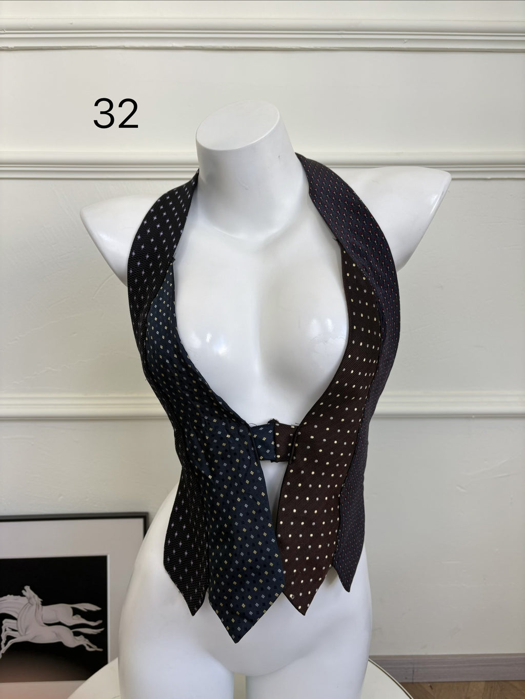 ANTIMOON_Colorblock_Patchwork_Plaid_Tie_Back_V-neck_Women's_Polyester_Halter_Tops_1031322523313_MISSTT