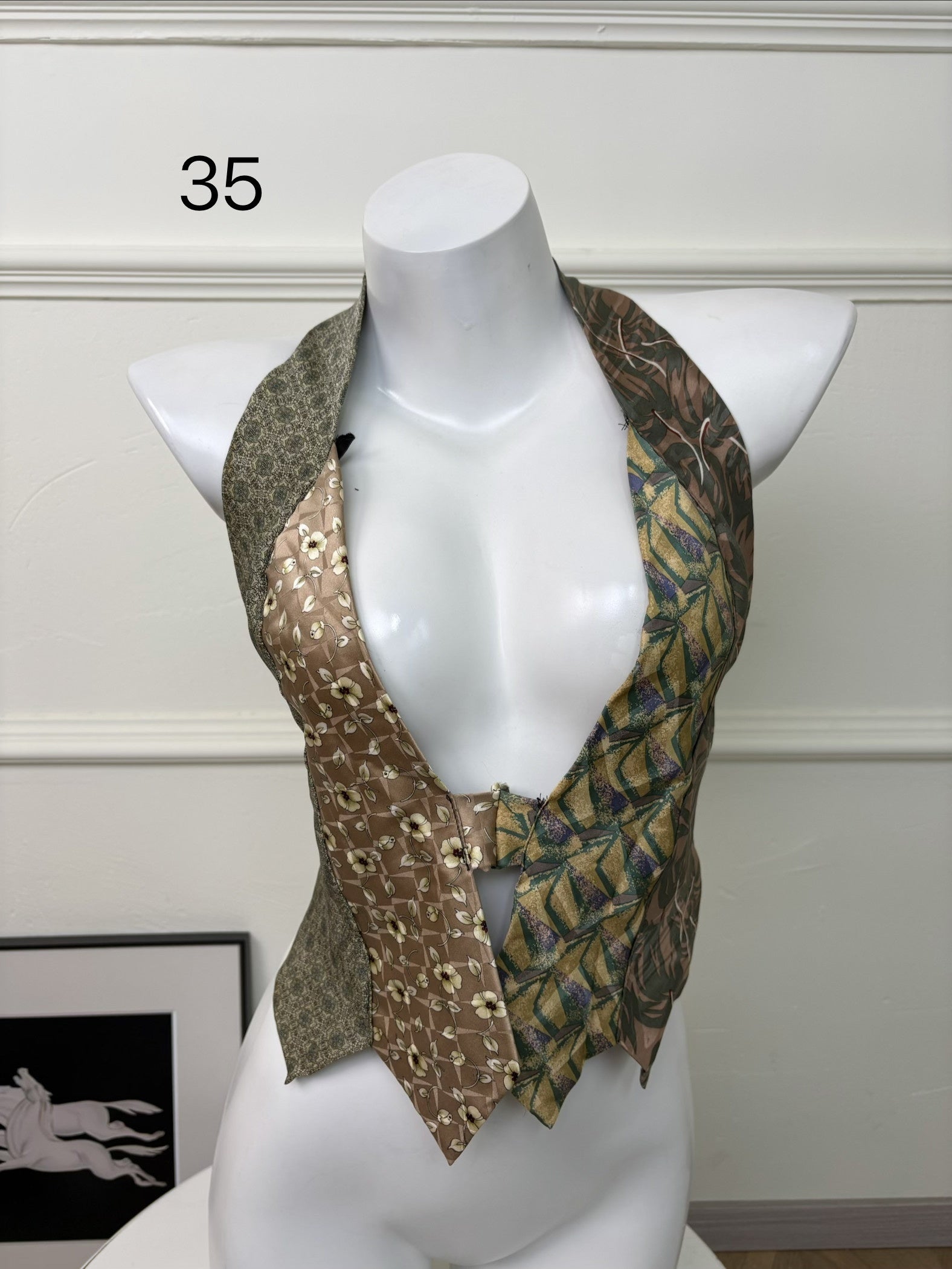 ANTIMOON_Colorblock_Patchwork_Plaid_Tie_Back_V-neck_Women's_Polyester_Halter_Tops_1031322523313_MISSTT