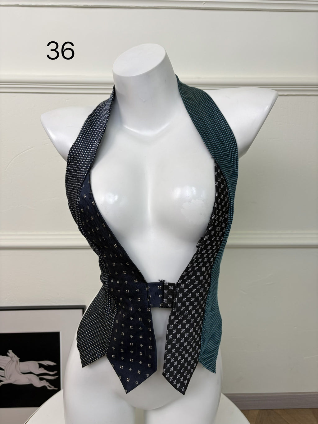 ANTIMOON_Colorblock_Patchwork_Plaid_Tie_Back_V-neck_Women's_Polyester_Halter_Tops_1031322523313_MISSTT