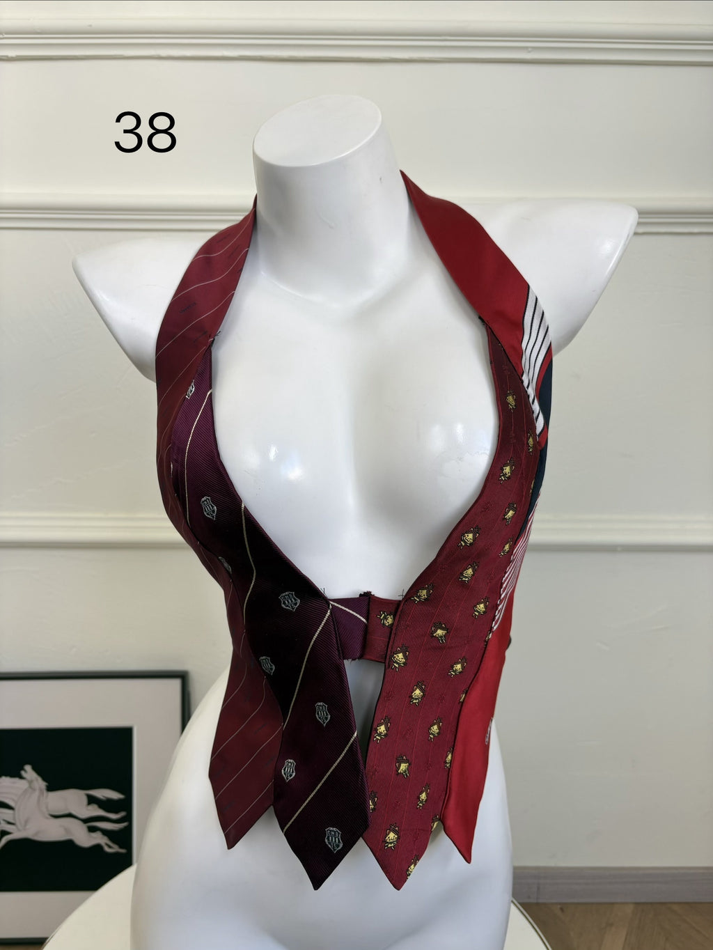 ANTIMOON_Colorblock_Patchwork_Plaid_Tie_Back_V-neck_Women's_Polyester_Halter_Tops_1031322523313_MISSTT