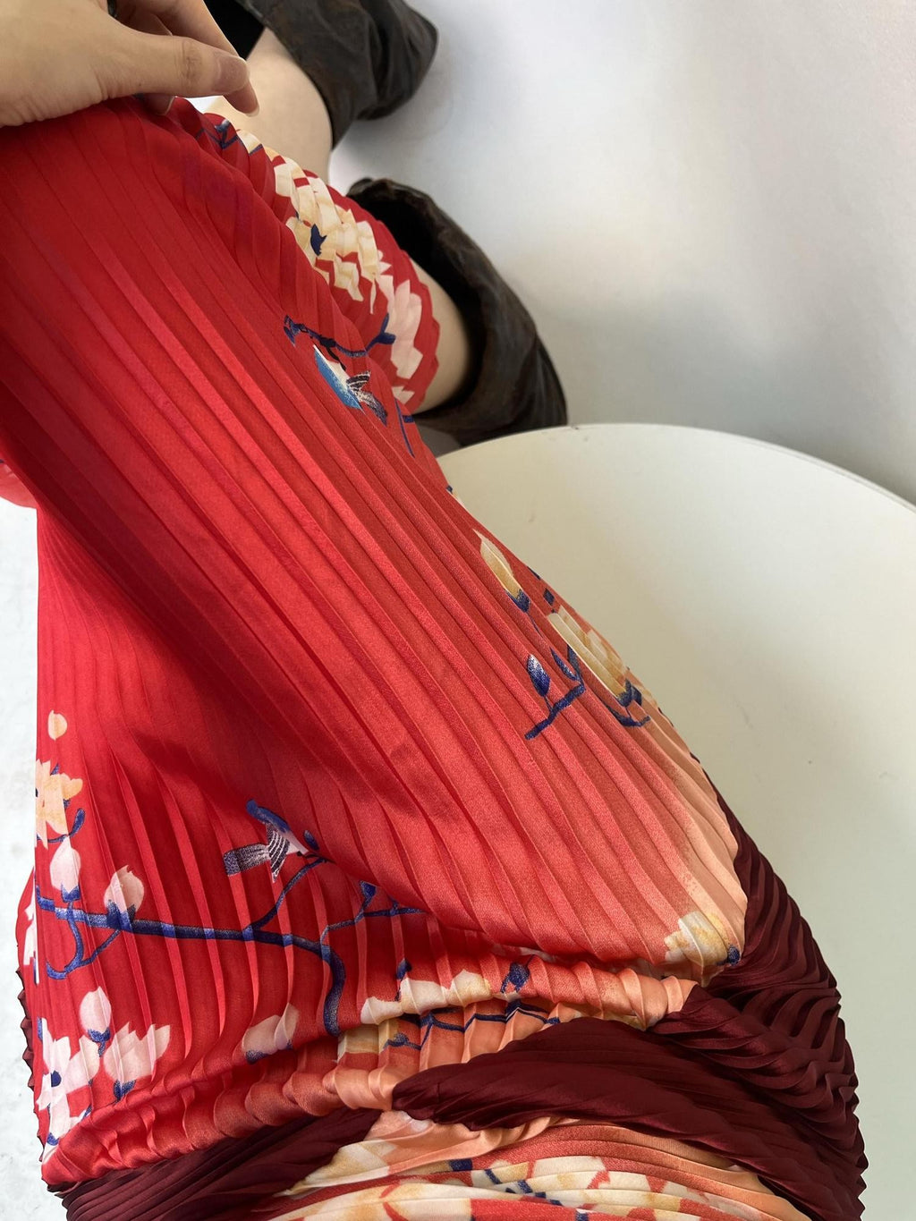 ANTIMOON Crimson Heart Ruching Scarf Splice Vintage Women's Bodycon Maxi Dresses
