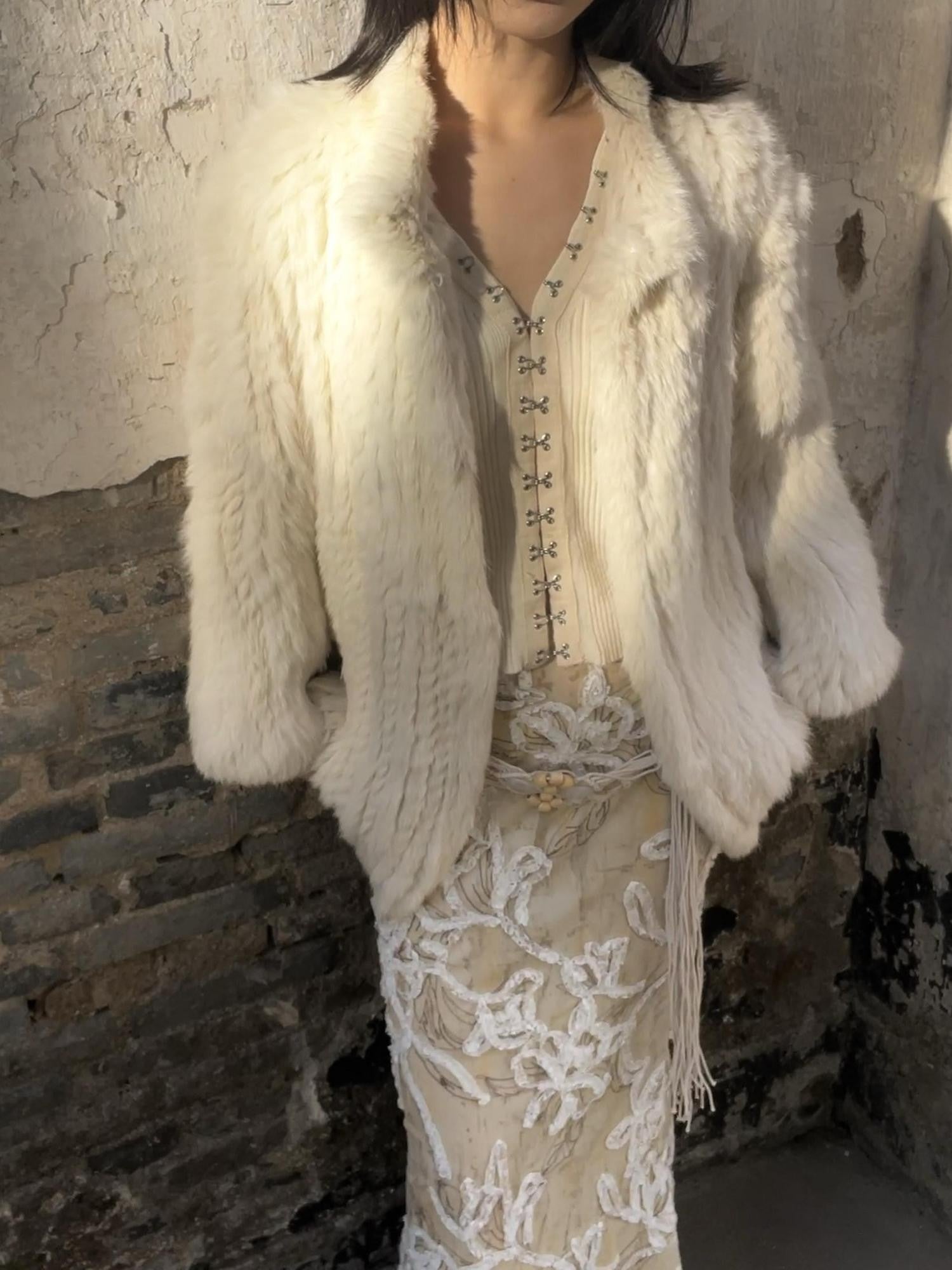 ANTIMOON Cropped Soft Lightweight Woven Medieval Women's Faux Fur Coats