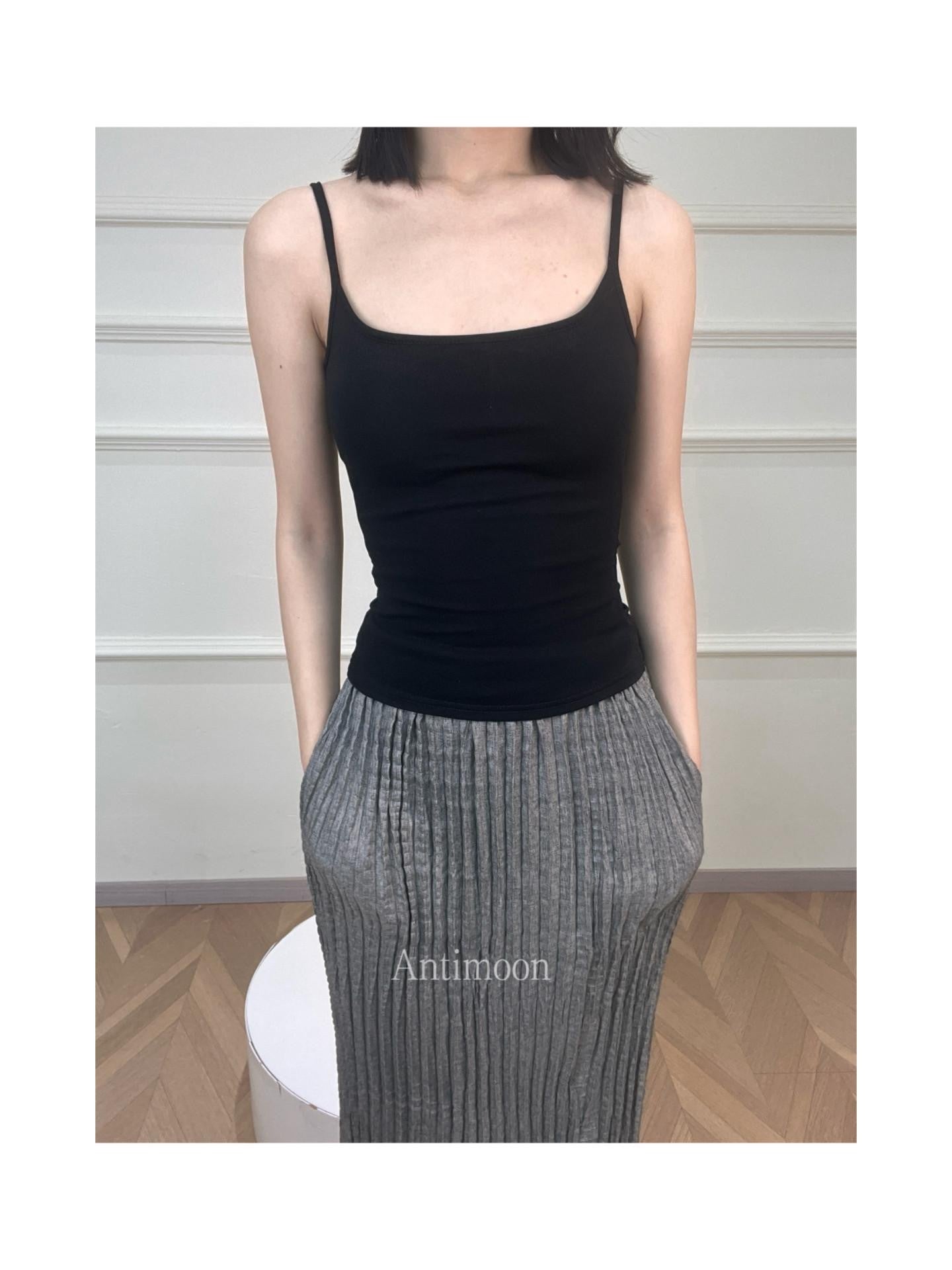 ANTIMOON Cropped Strappy Fitted Athletic Women's Cotton Padded Camisoles