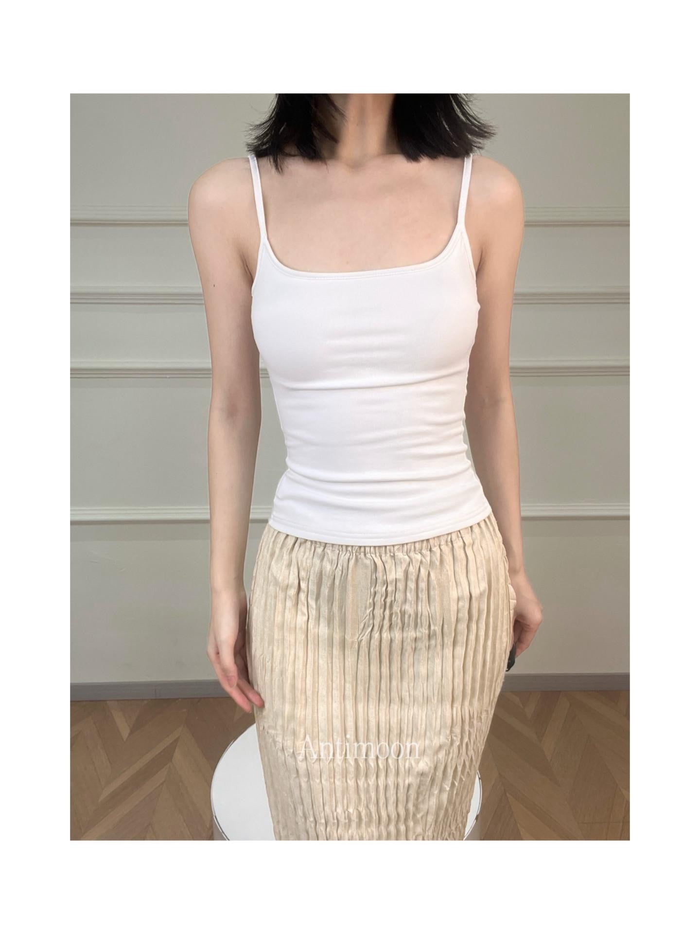 ANTIMOON Cropped Strappy Fitted Athletic Women's Cotton Padded Camisoles