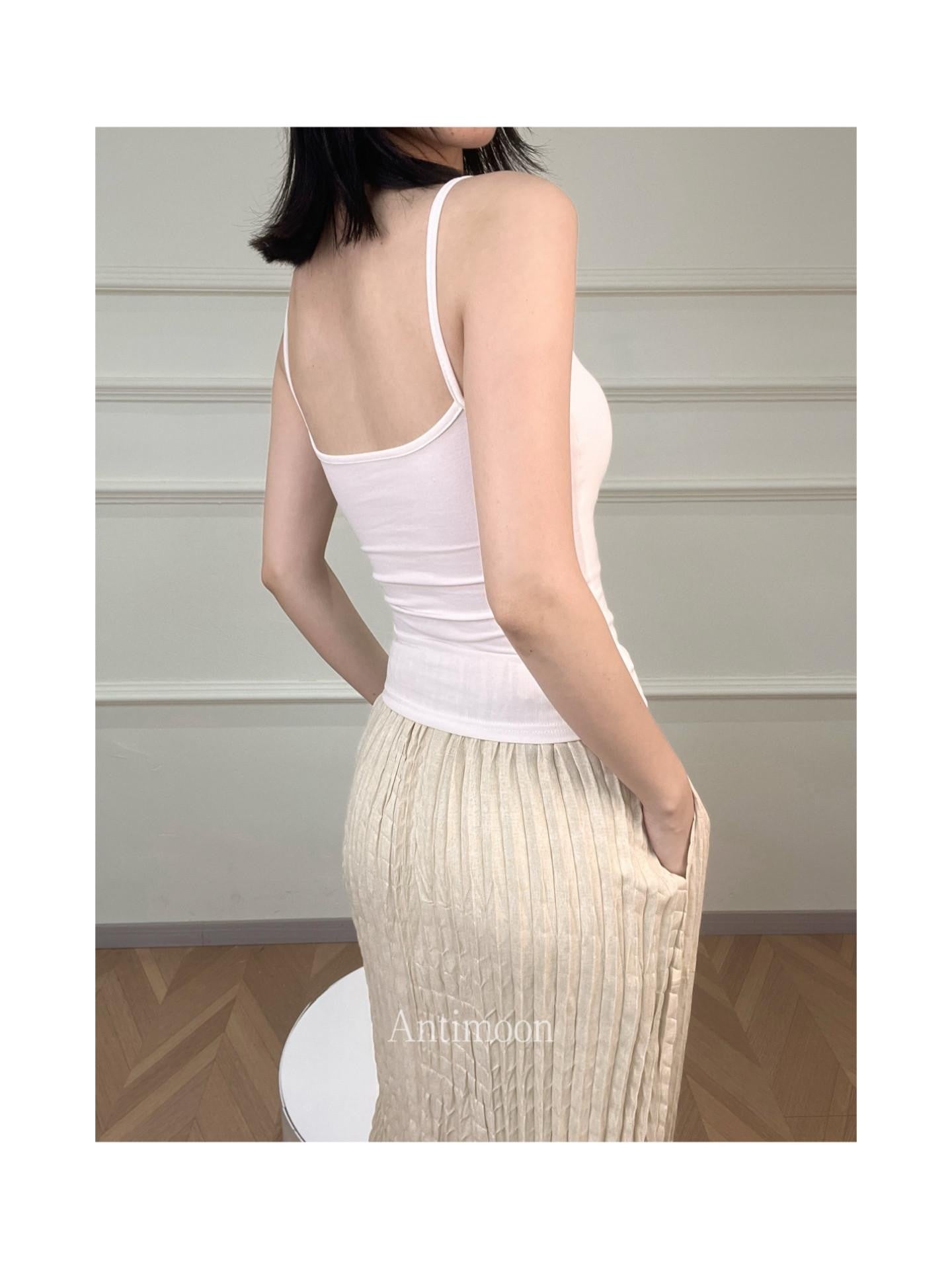 ANTIMOON Cropped Strappy Fitted Athletic Women's Cotton Padded Camisoles