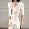 ANTIMOON_Cutout_Beaded_Knit_V-neck_Slim_Fit_Zip_Cardigan_Women's_Cotton_Short_Sleeve_T-shirts_1029423416871_MISSTT