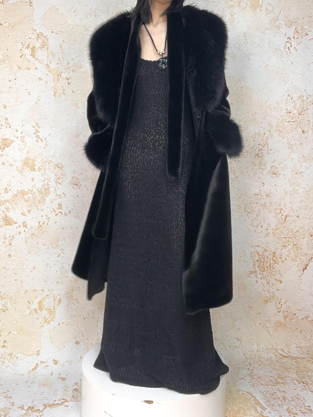 ANTIMOON Dark Style Loose Thick Warm Long Sleeve Mid Length Women's Gold Mink Faux Fur Coats