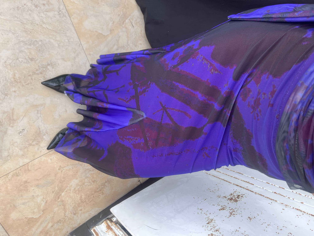 ANTIMOON_Deep_Purple_Ink_Wash_Strapless_Fishtail_Slim_Women's_Mesh_Matching_Skirt_Sets_828499912942_MISSTT