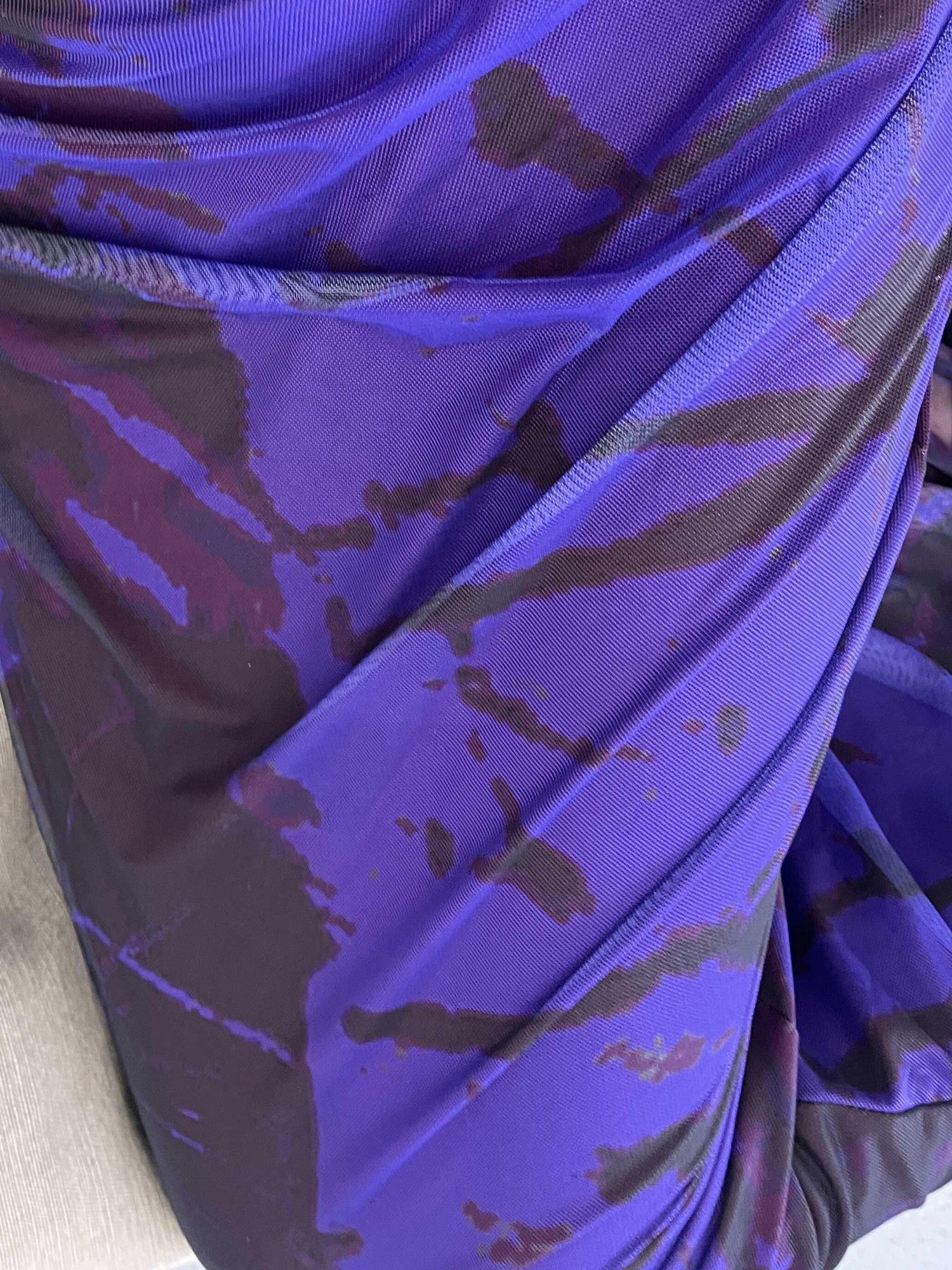 ANTIMOON Deep Purple Ink Wash Strapless Fishtail Slim Women's Mesh Matching Skirt Sets