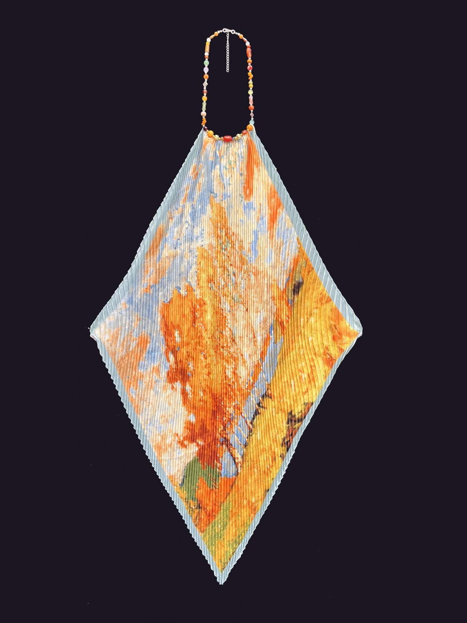 ANTIMOON Five Color Stone Chinese Art Print Scarf Halter Women's Polyester Halter Tops