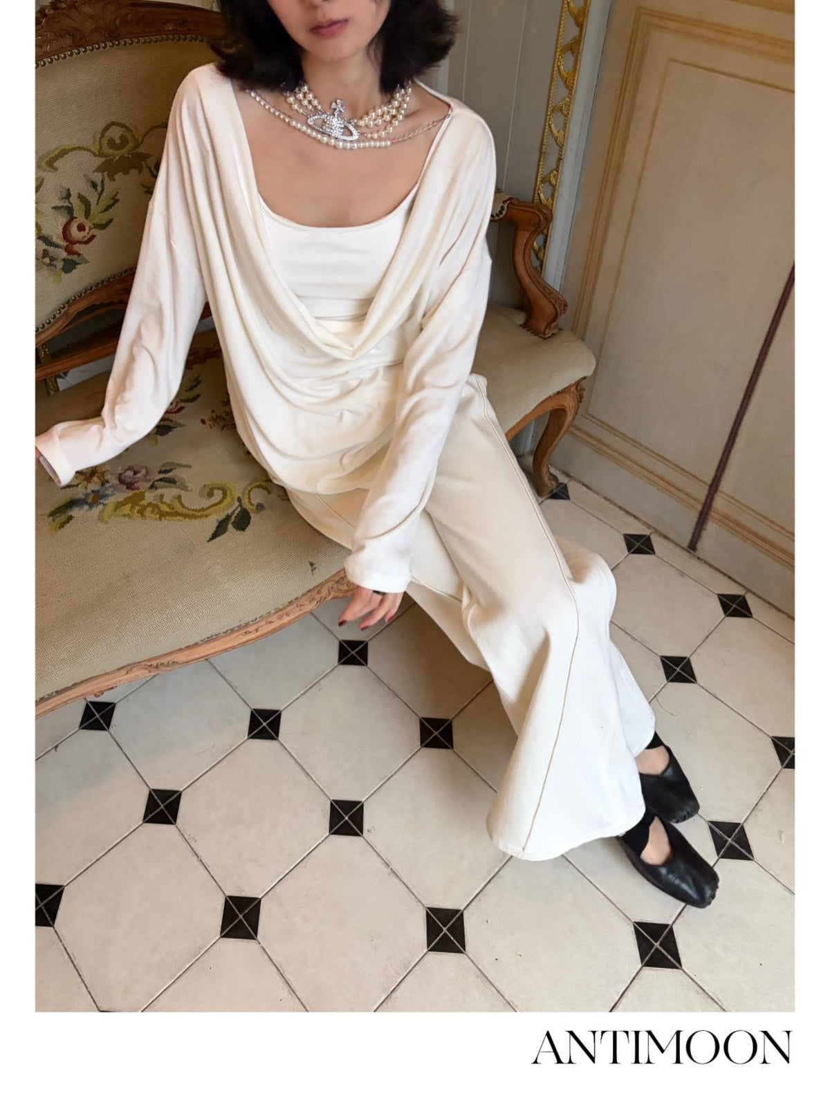 ANTIMOON Four-way Stretch High Waist Straight Fit Women's Cotton Wide-leg Jeans
