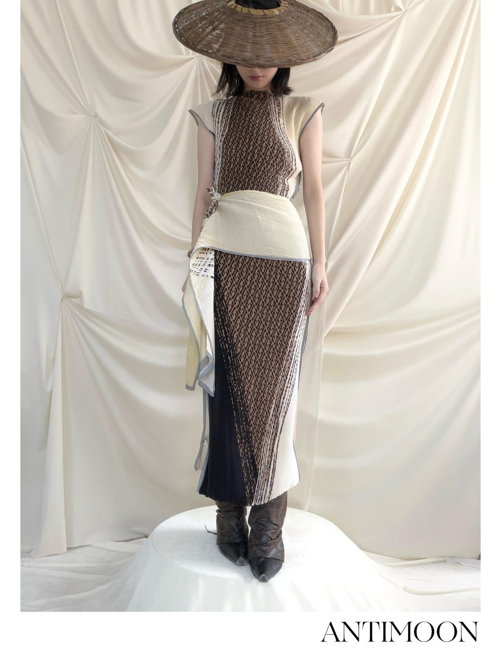 ANTIMOON Geometric Print Ruched Retro Women's Polyester Bodycon Maxi Dresses