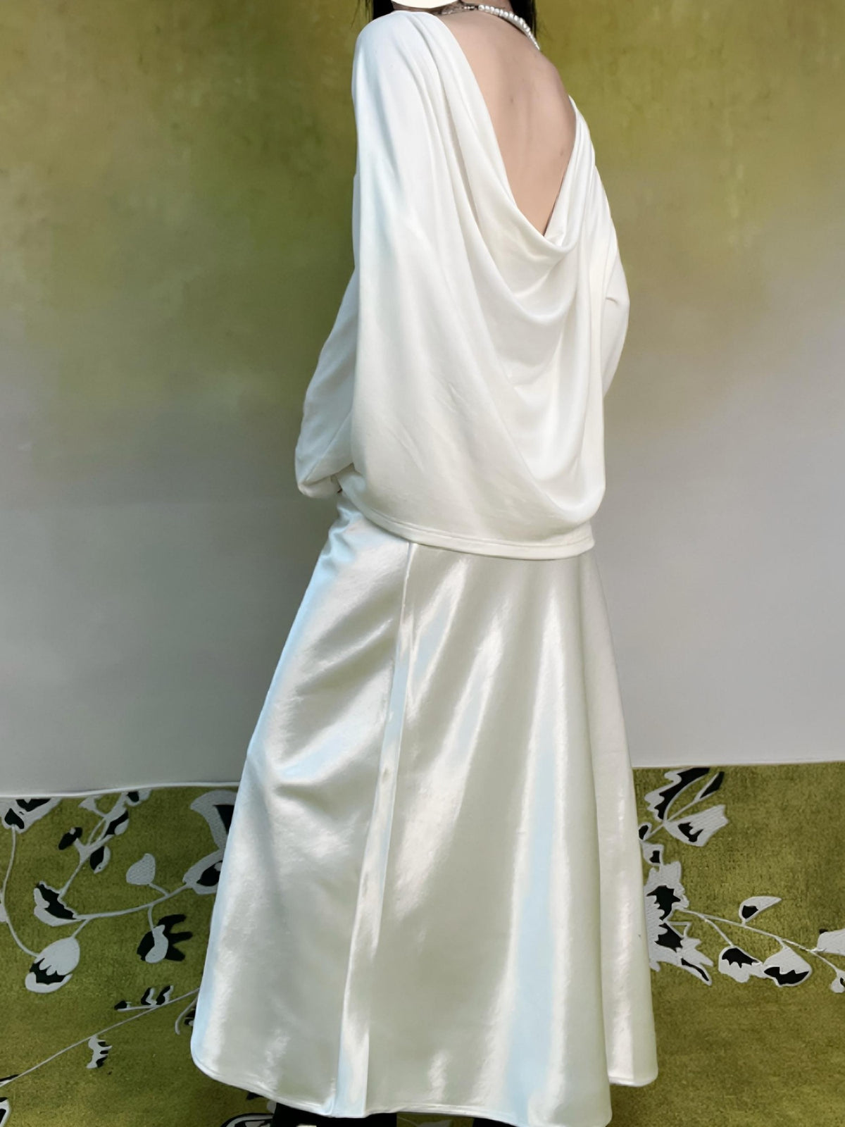 ANTIMOON Glossy Structured Mermaid A Line High Waist Women's Polyester Maxi Skirts