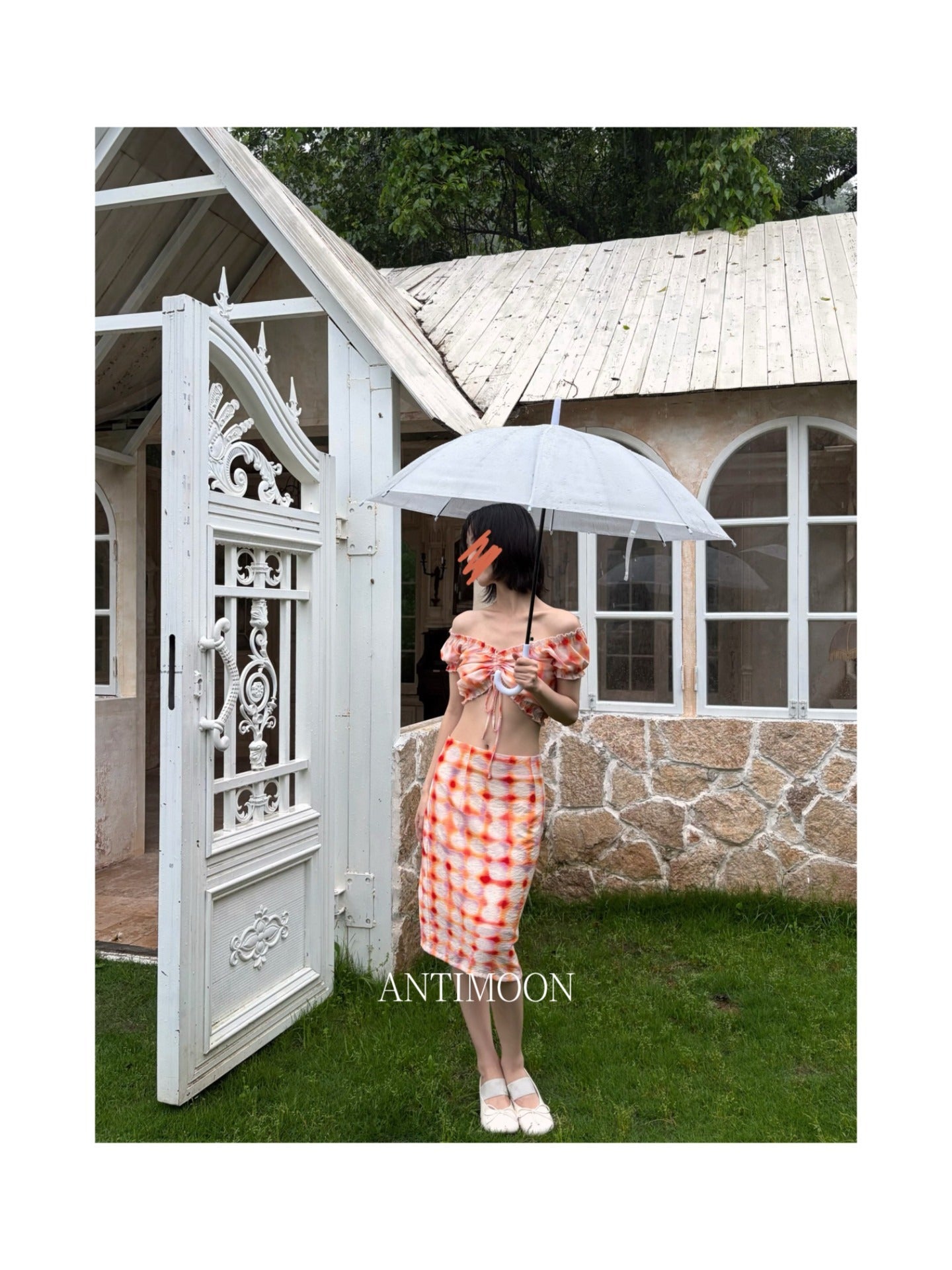 ANTIMOON_Grapefruit_Speckle_Dopamine_Print_Puff_Sleeves_Women's_Linen_Matching_Skirt_Sets_1051594751400_MISSTT