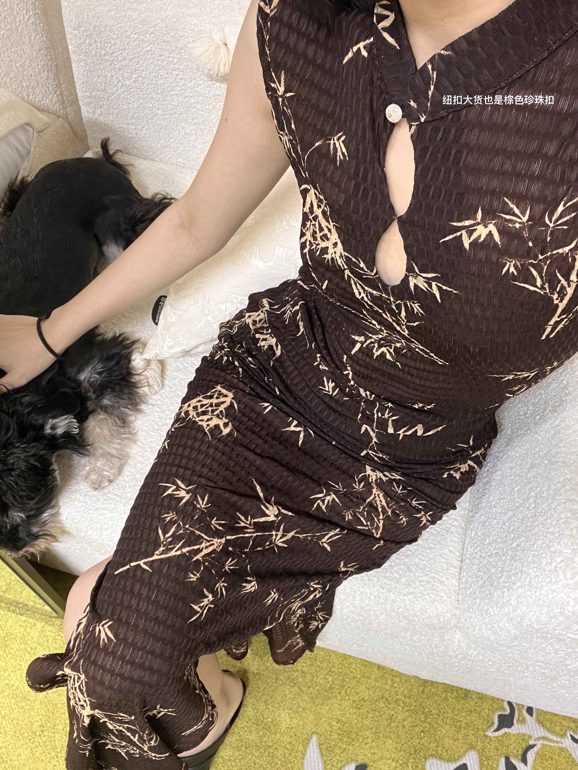ANTIMOON_Ink_Bamboo_Print_Knit_Breathable_Sleeveless_Mini_Women's_Cheongsam_Dresses_1047346854763_MISSTT