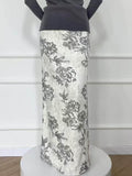 ANTIMOON Ink Wash Art Print Floral High Waist Straight Women's Polyester Midi Skirts