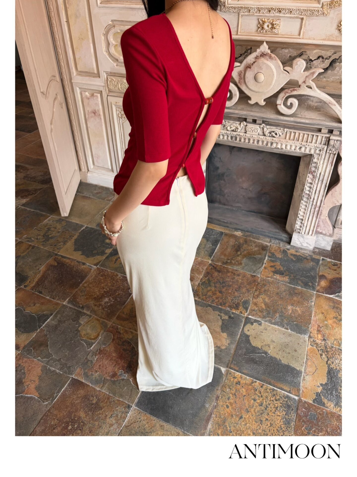 ANTIMOON_Ivory_Flocked_Slim_Fit_Mid_Waist_Women's_Polyester_Mermaid_Skirts_1062464882405_MISSTT