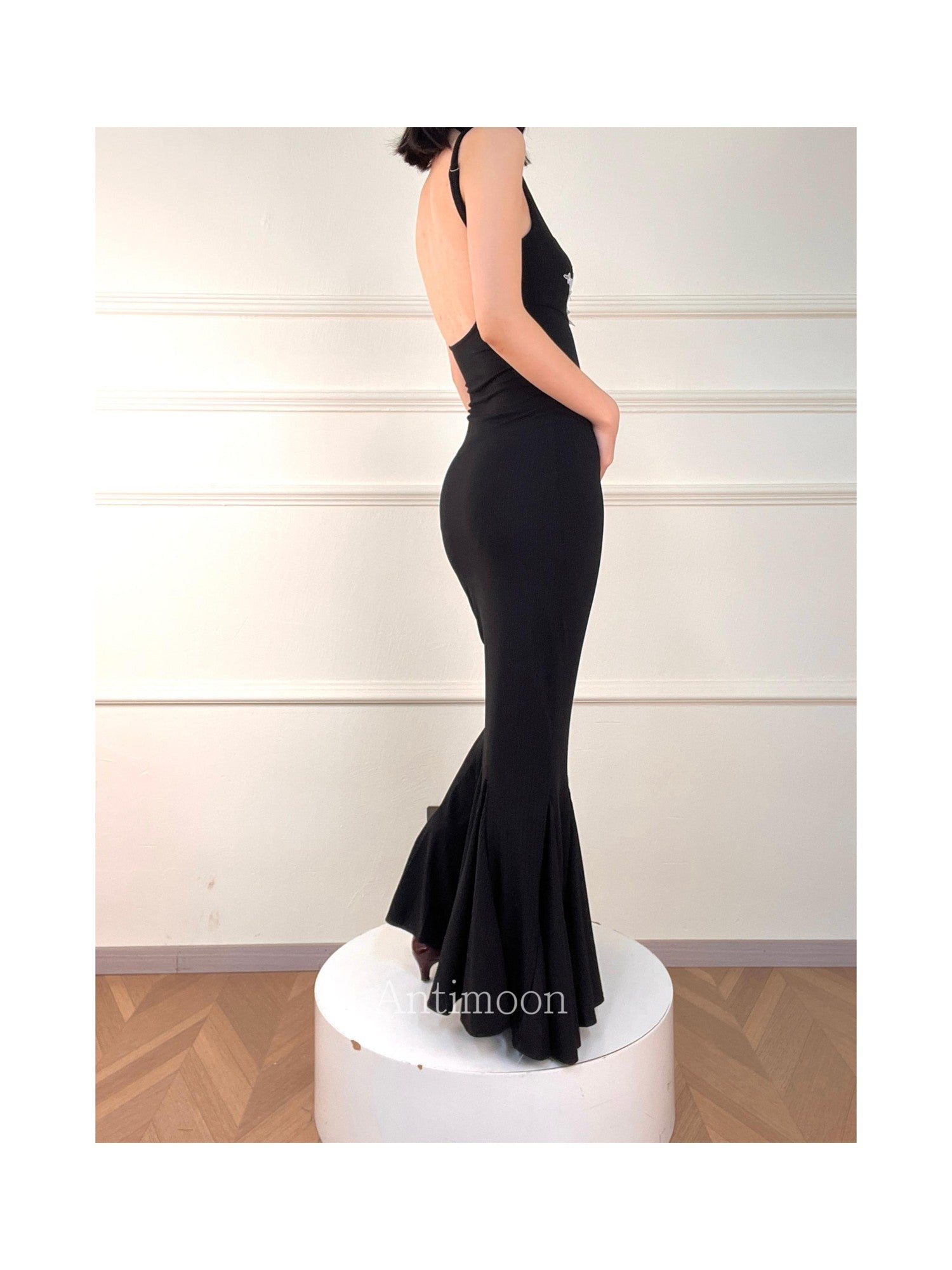 ANTIMOON Lace Floral Mermaid Slim Fit Women's Polyester Bodycon Maxi Dresses