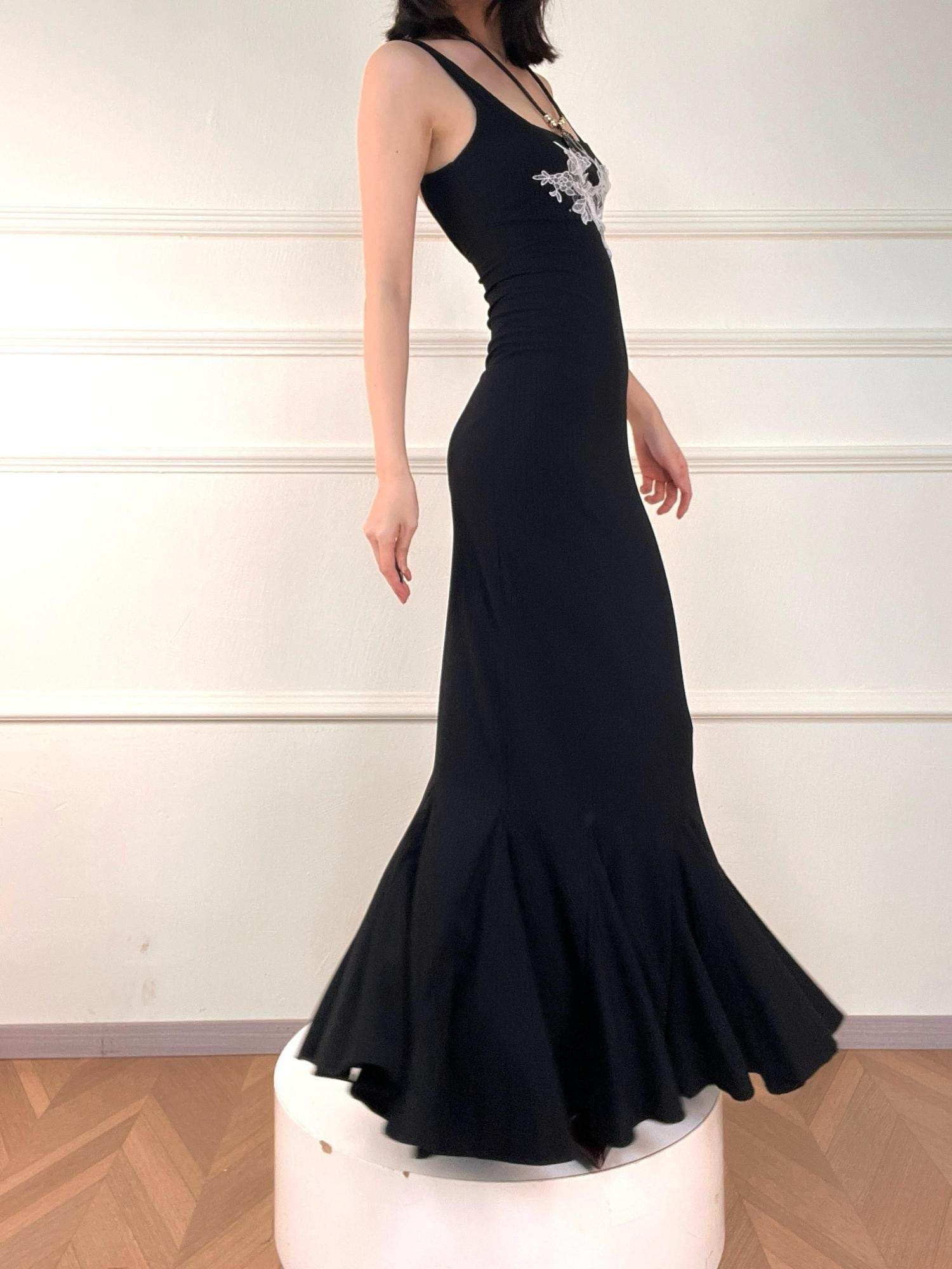 ANTIMOON Lace Floral Mermaid Slim Fit Women's Polyester Bodycon Maxi Dresses