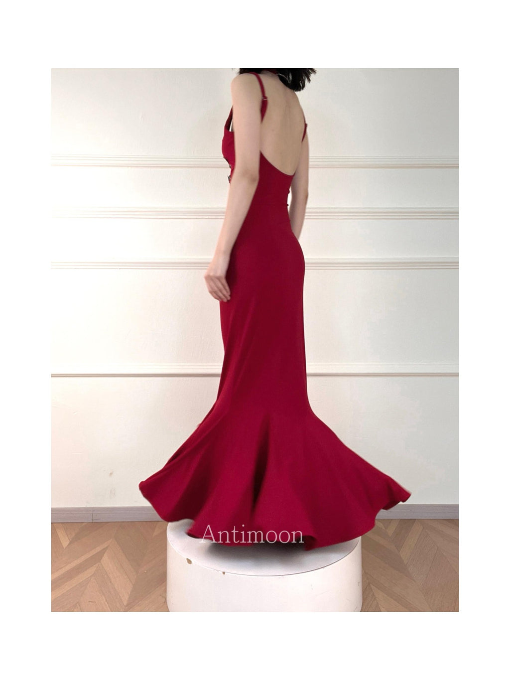 ANTIMOON Lace Floral Mermaid Slim Fit Women's Polyester Bodycon Maxi Dresses