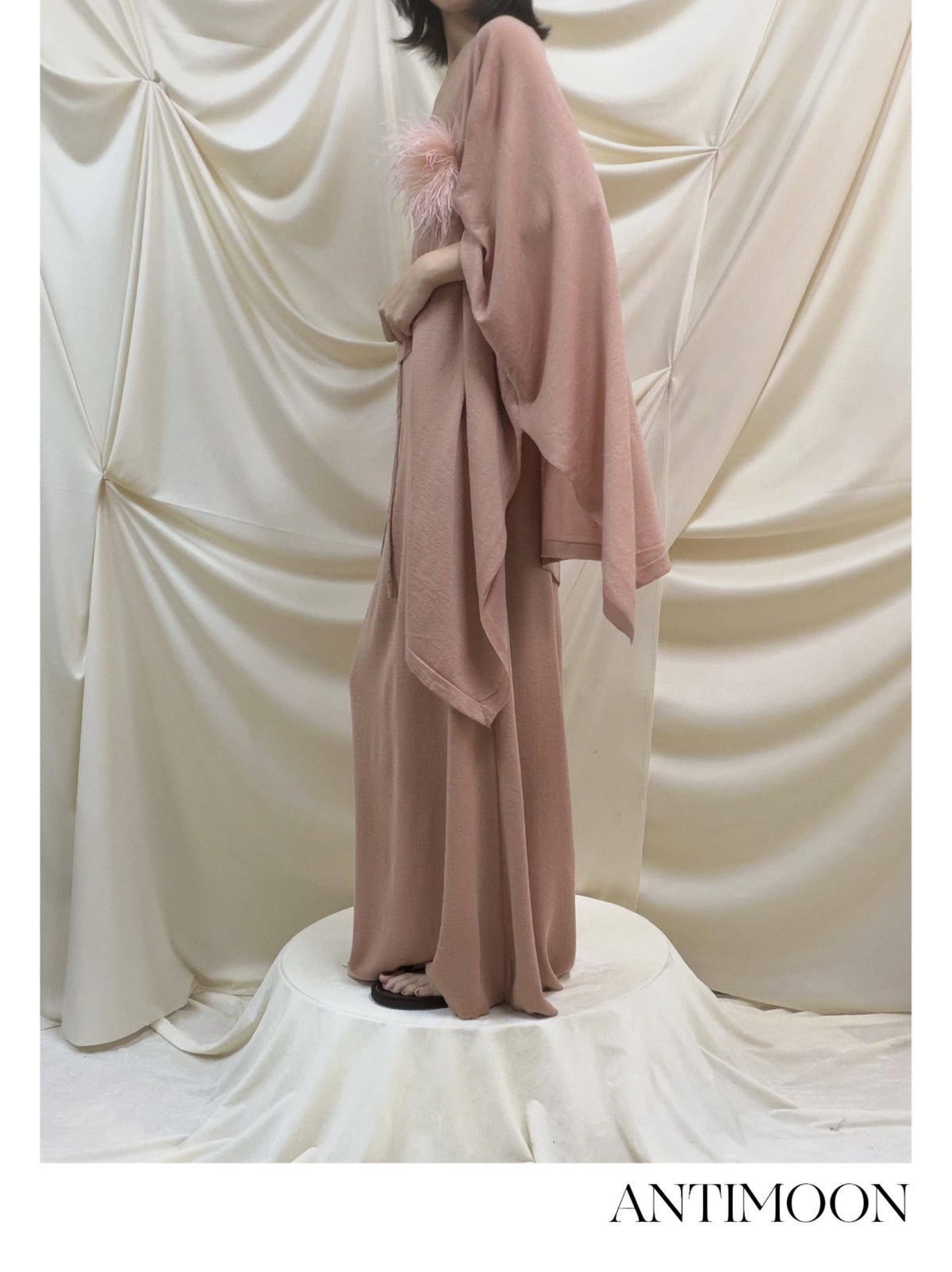 ANTIMOON Lazy Slouchy Ostrich Feather Knit Loose Soft Women's Matching Skirt Sets