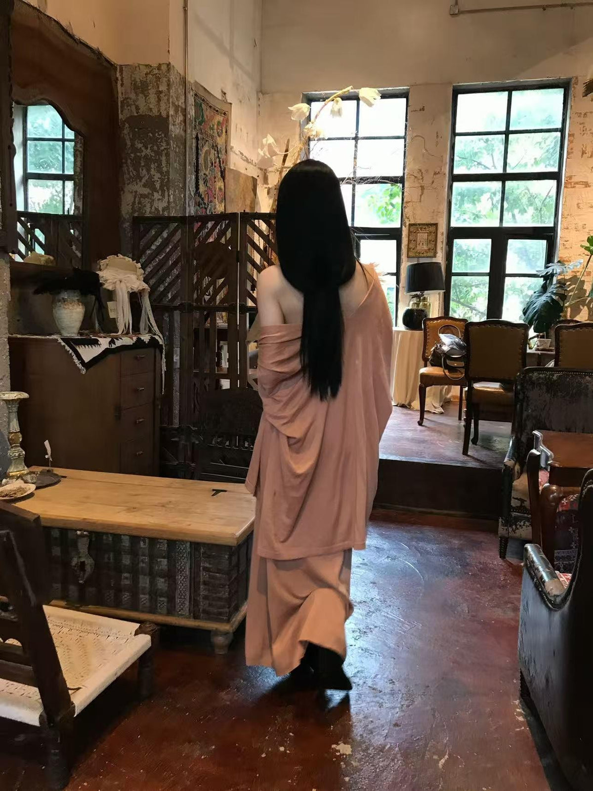 ANTIMOON Lazy Slouchy Ostrich Feather Knit Loose Soft Women's Matching Skirt Sets