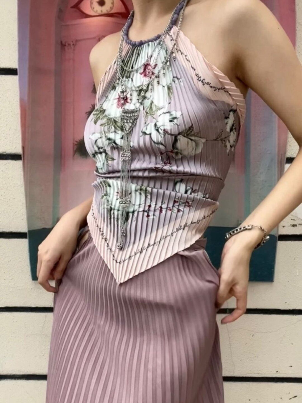 ANTIMOON_Lilac_Printed_Backless_Scarf_New_Chinese_Elegant_Women's_Polyester_Halter_Tops_788749225377_MISSTT
