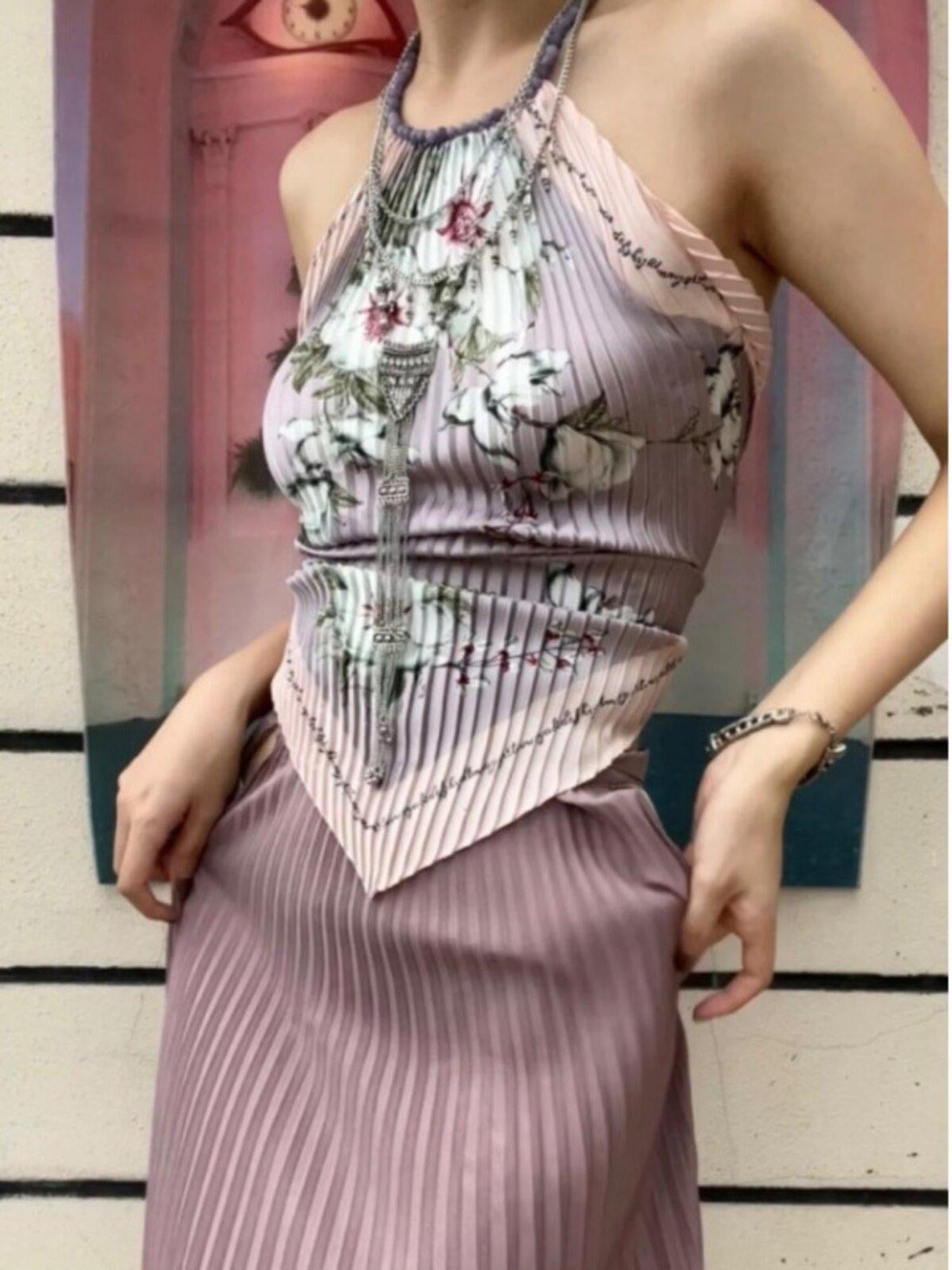 ANTIMOON Lilac Printed Backless Scarf New Chinese Elegant Women's Polyester Halter Tops