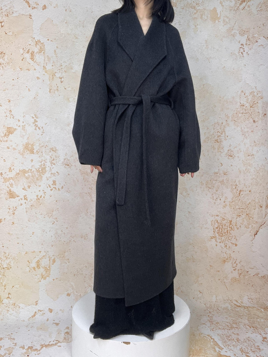 ANTIMOON Literati Raglan Sleeve Handmade Suit Collar Women's Double Face Wool Long Coats