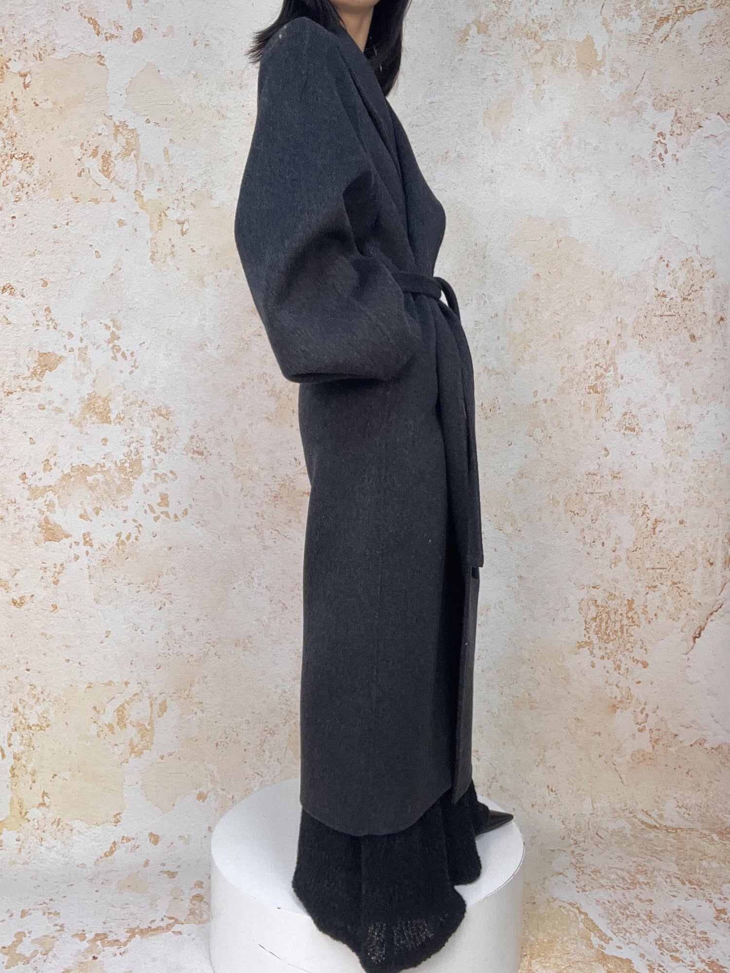 ANTIMOON Literati Raglan Sleeve Handmade Suit Collar Women's Double Face Wool Long Coats