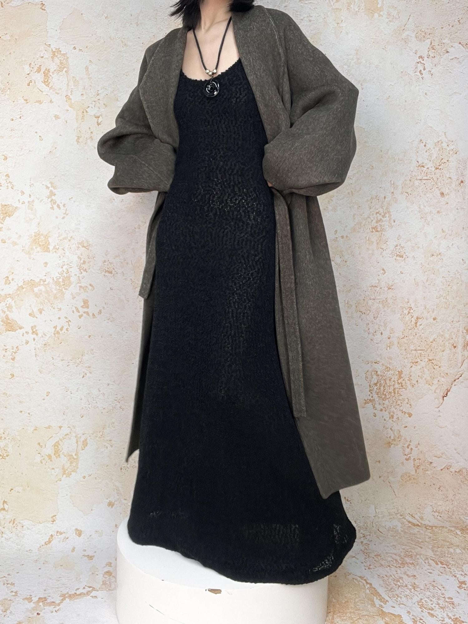 ANTIMOON Literati Raglan Sleeve Handmade Suit Collar Women's Double Face Wool Long Coats